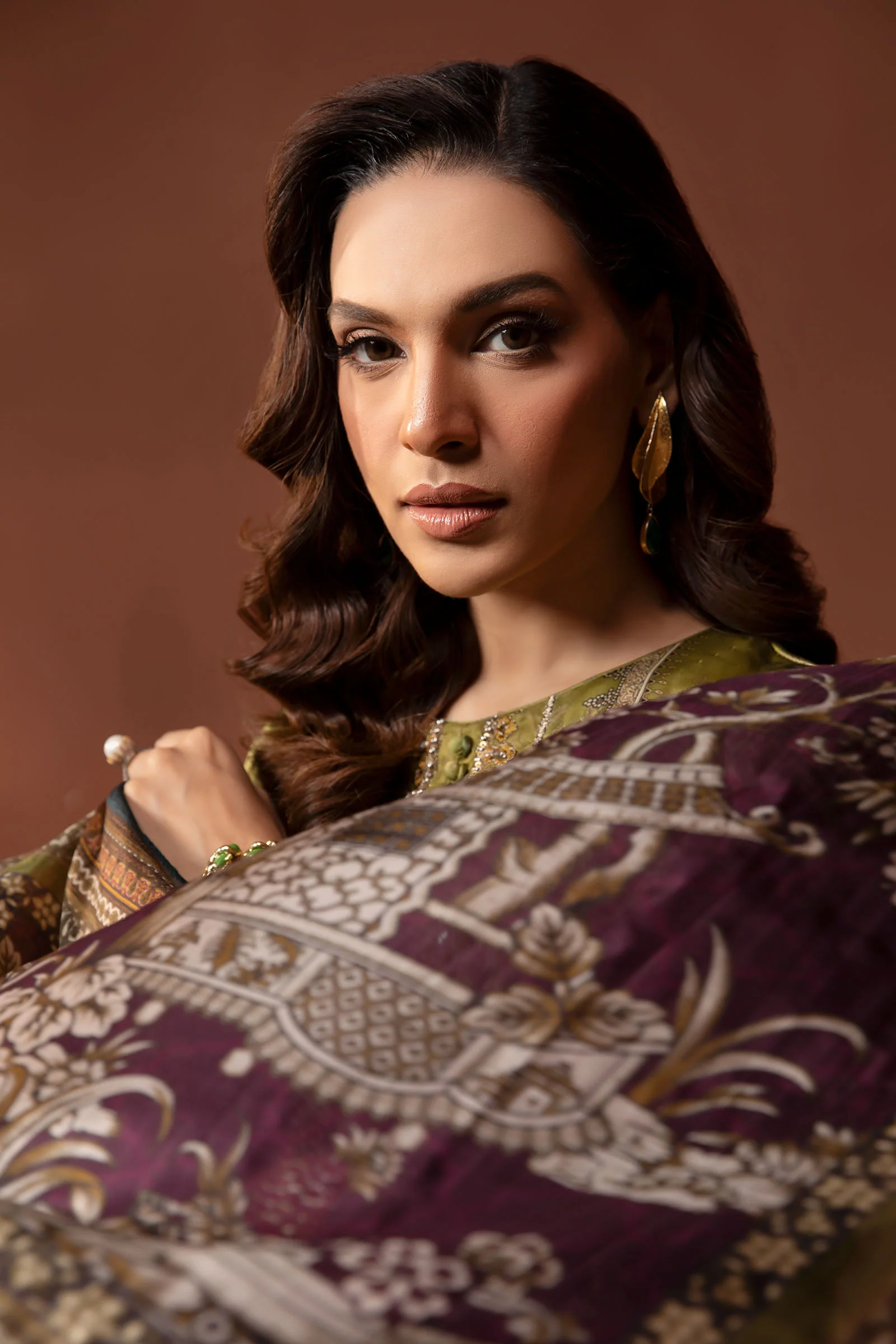 3 Piece Embroidered Pure Charmeuse Silk Suit - Image 3
