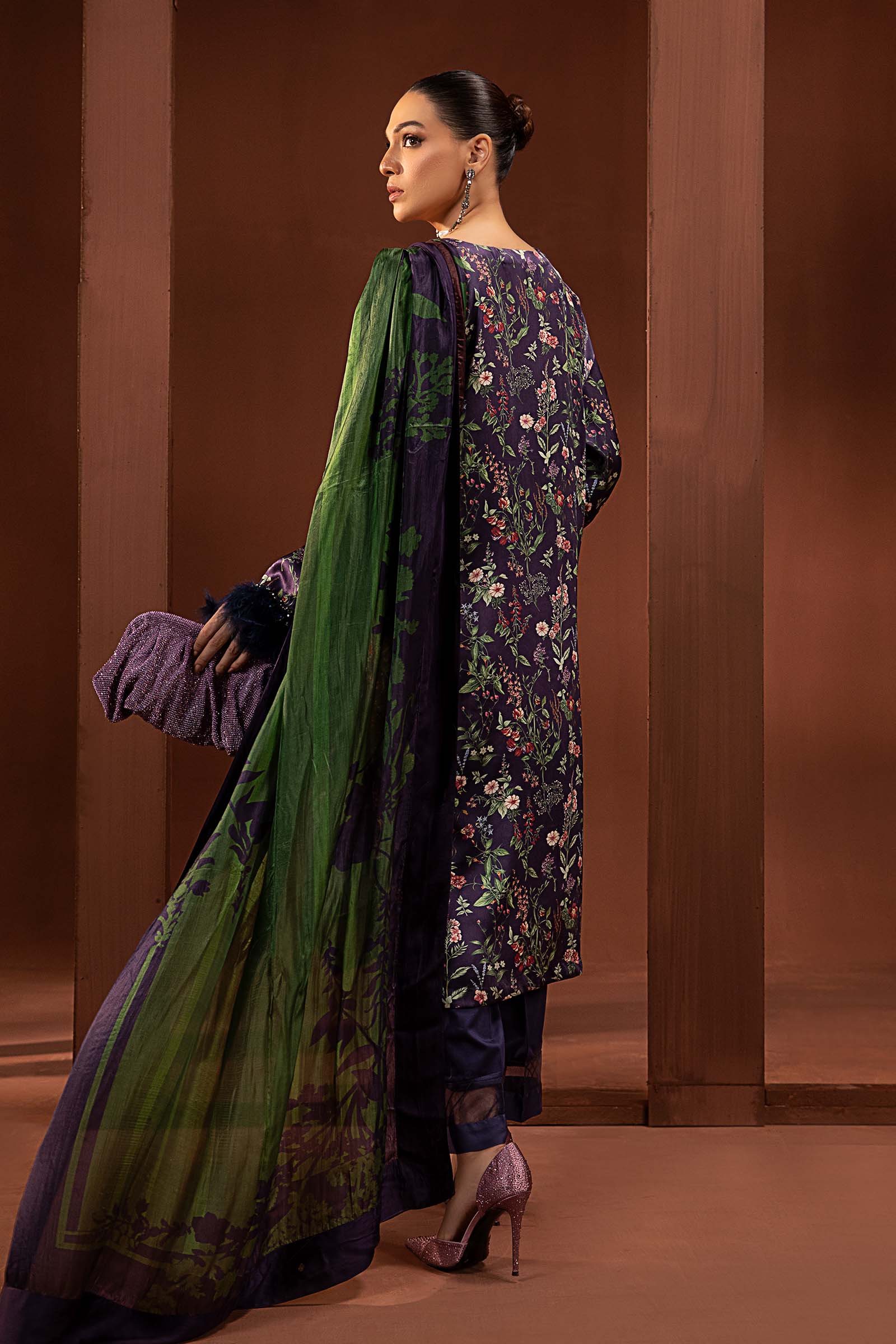 3 Piece Printed Pure Charmeuse Silk Suit - Image 7