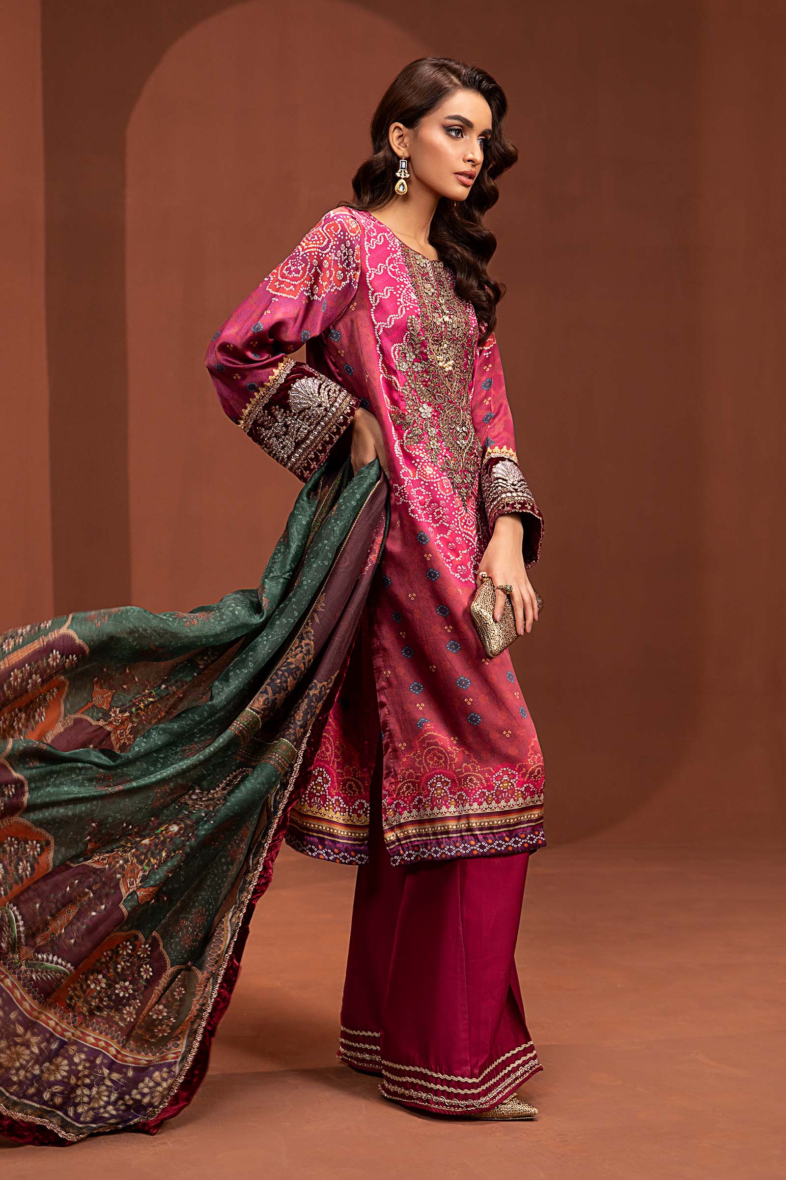 3 Piece Embroidered Pure Charmeuse Silk Suit - Image 6