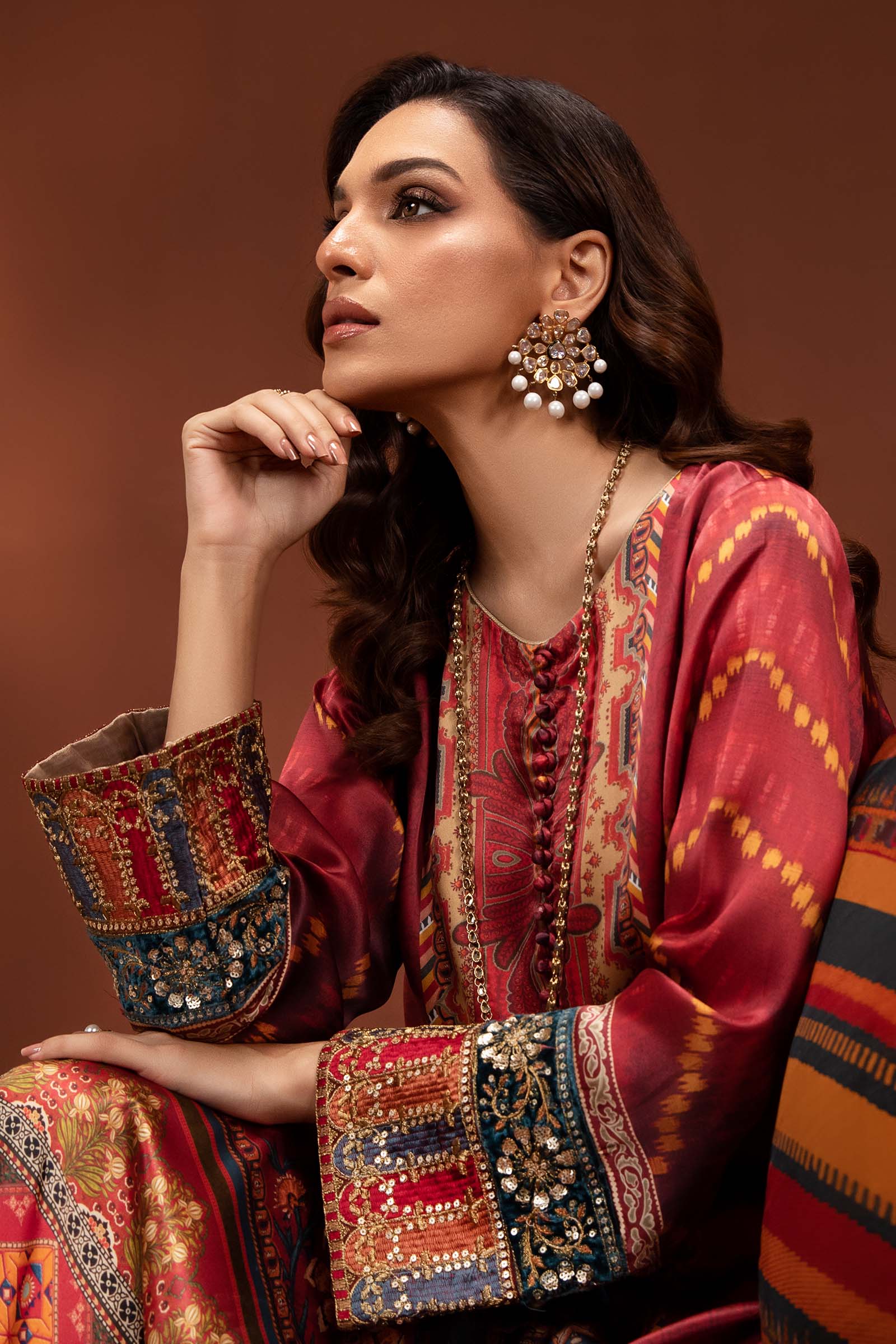 3 Piece Printed Pure Charmeuse Silk Suit - Image 7
