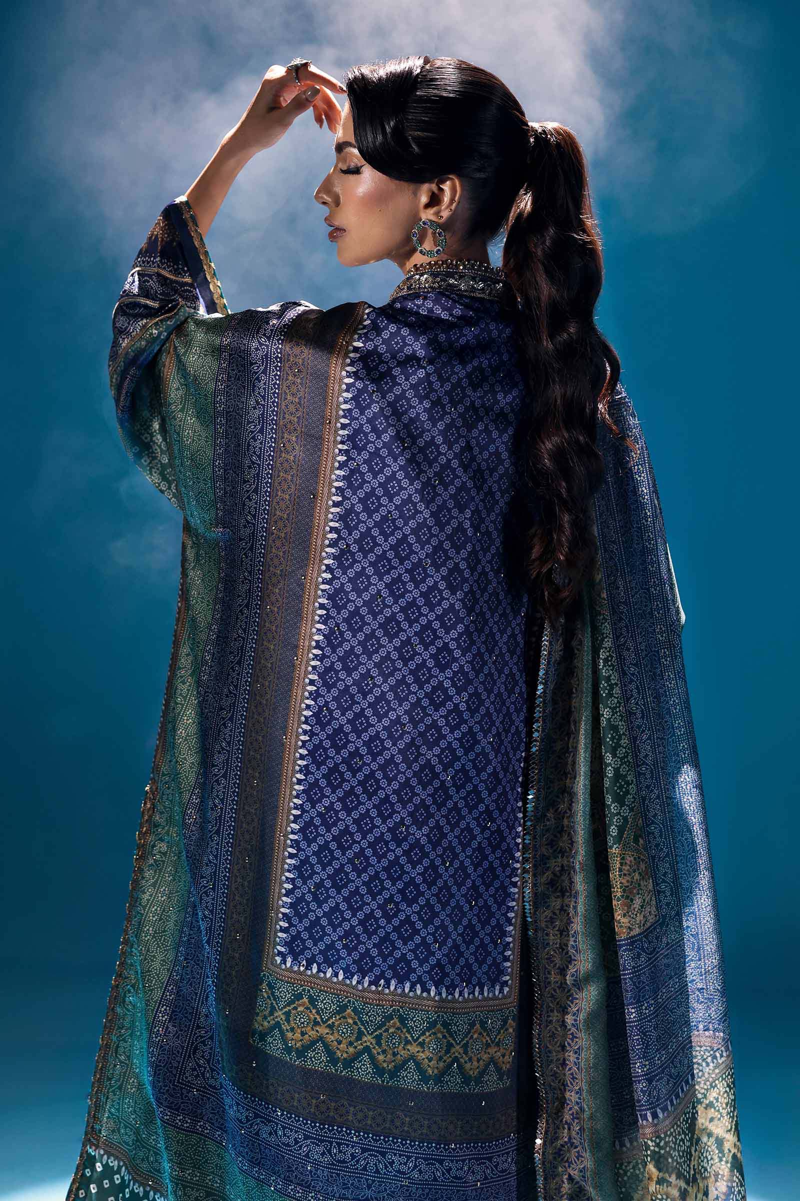 3 Piece Embroidered Satin Silk Suit - Image 8