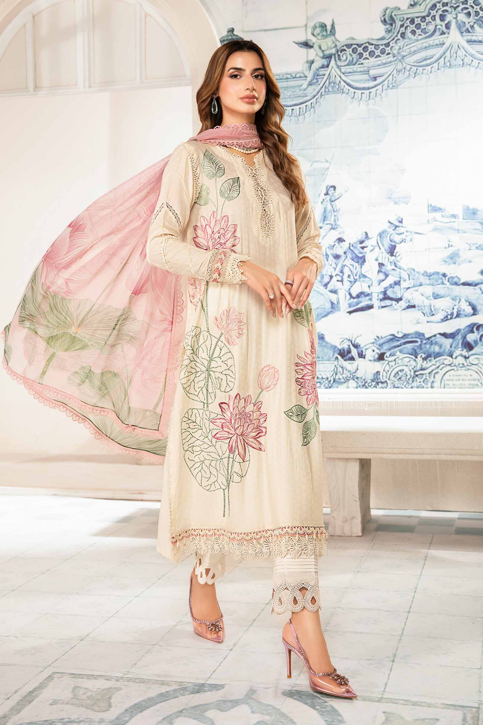 3 Piece Unstitched Printed Suit | MPT-2201-A - Image 5