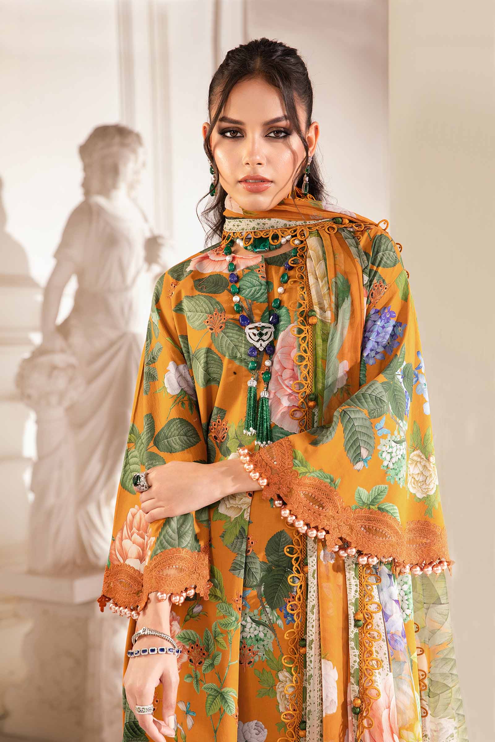 3 Piece Unstitched Printed Suit | MPT-2210-B - Image 2