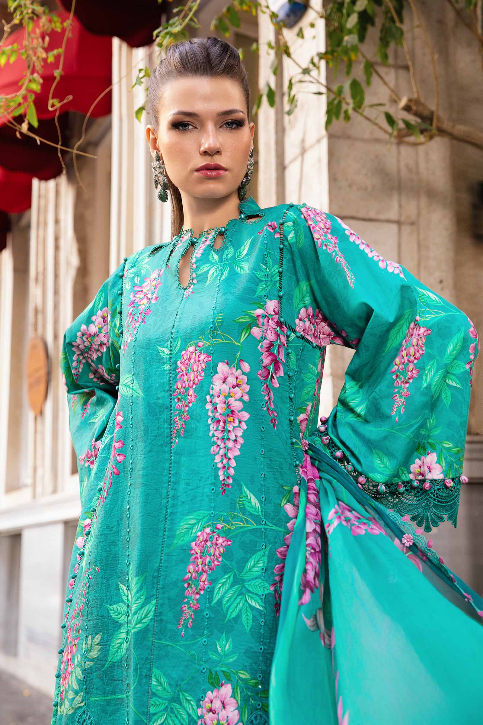 3 Piece Unstitched Printed Cambric Suit | MPT-2301-A - Image 3