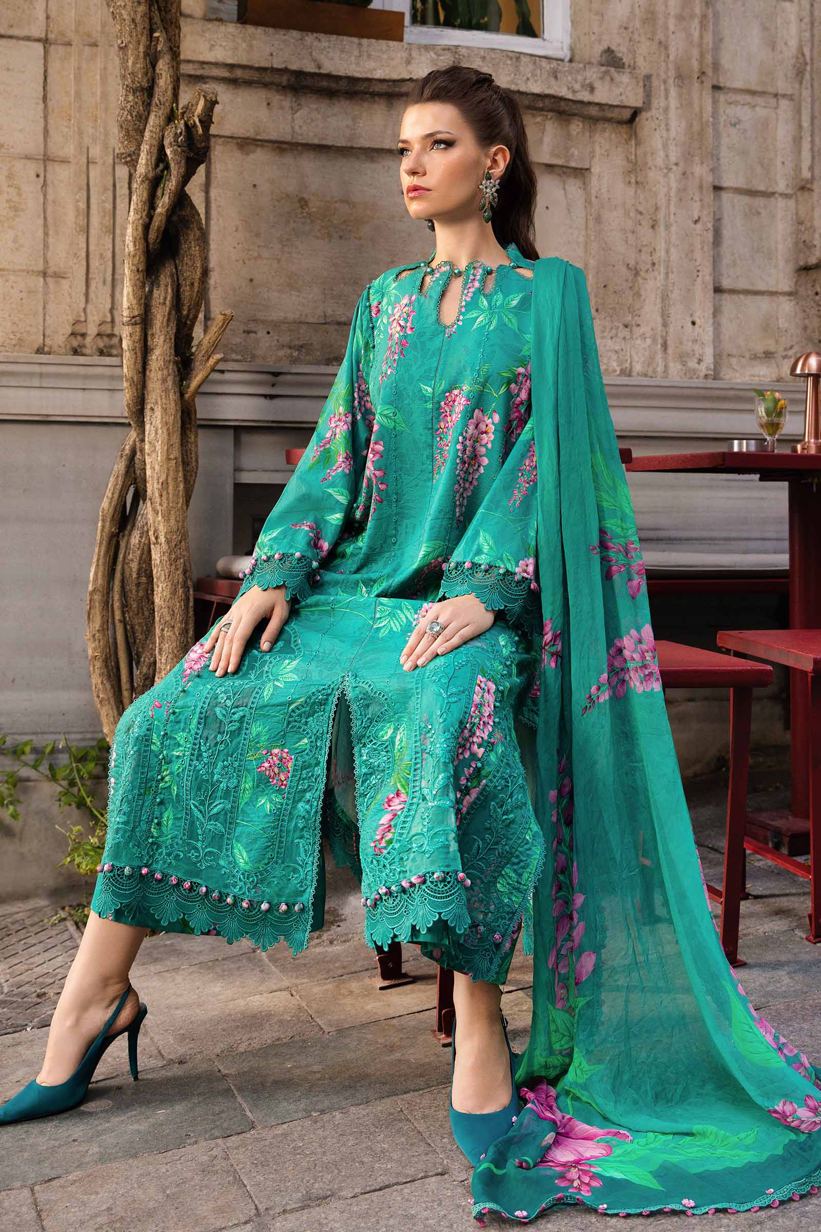 3 Piece Unstitched Printed Cambric Suit | MPT-2301-A - Image 4