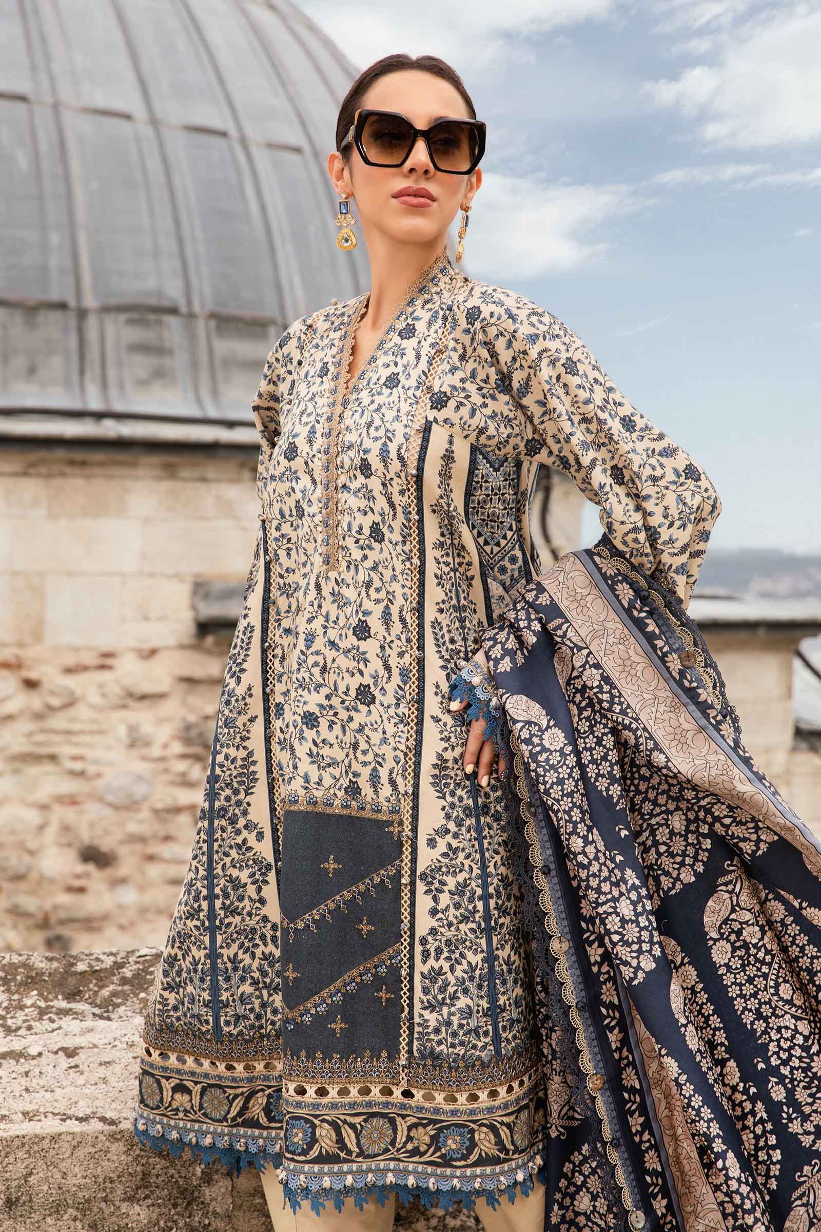 3 Piece Unstitched Printed Cambric Suit | MPT-2302-A - Image 2