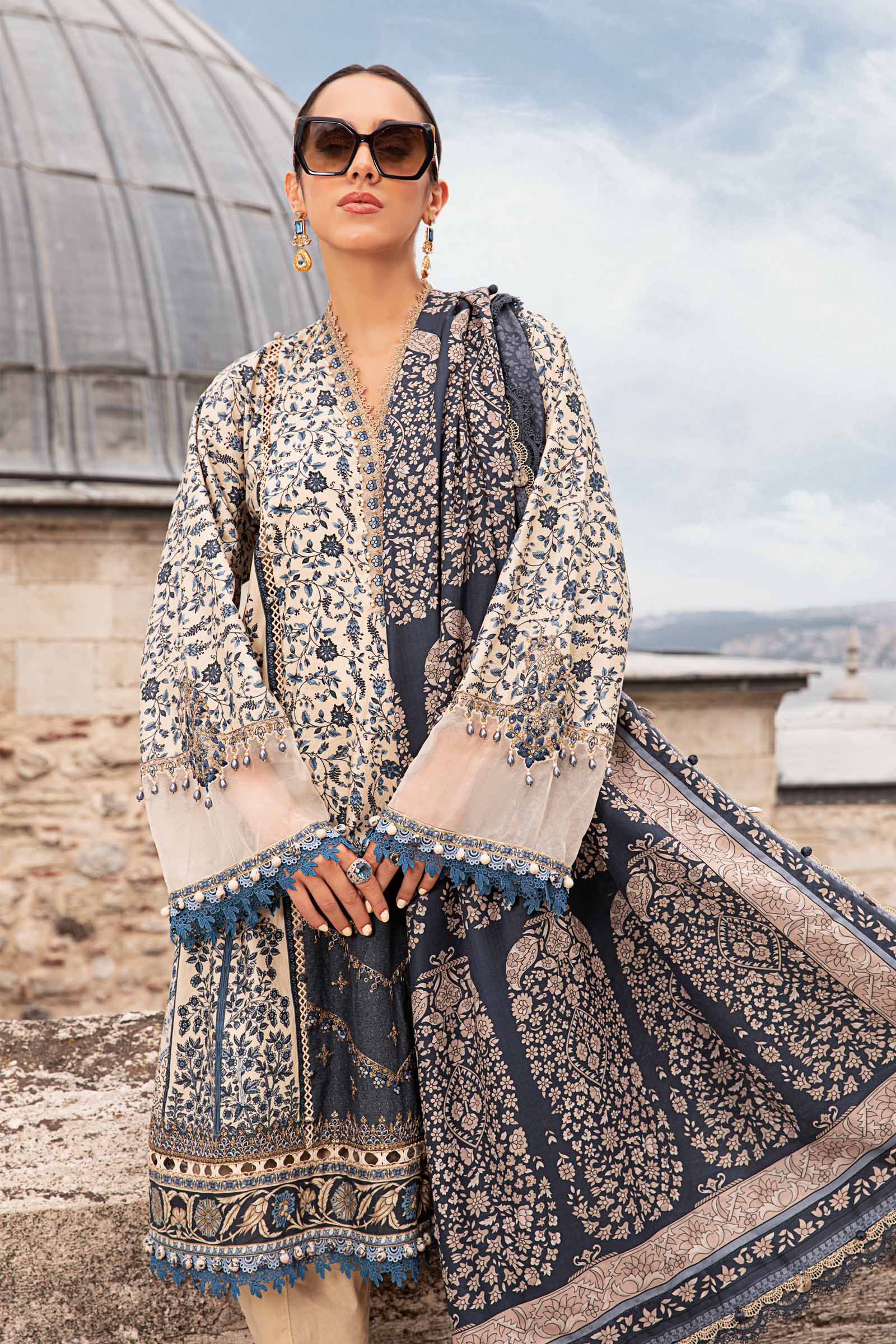 3 Piece Unstitched Printed Cambric Suit | MPT-2302-A - Image 3