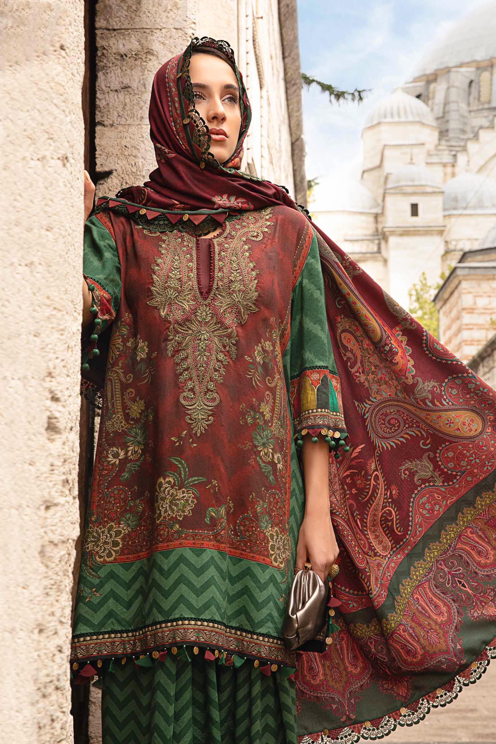 3 Piece Unstitched Printed Linen Suit | MPT-2305-B - Image 3