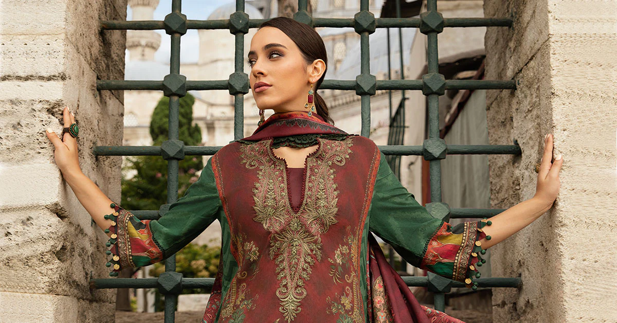 3 Piece Unstitched Printed Linen Suit | MPT-2305-B - Image 4