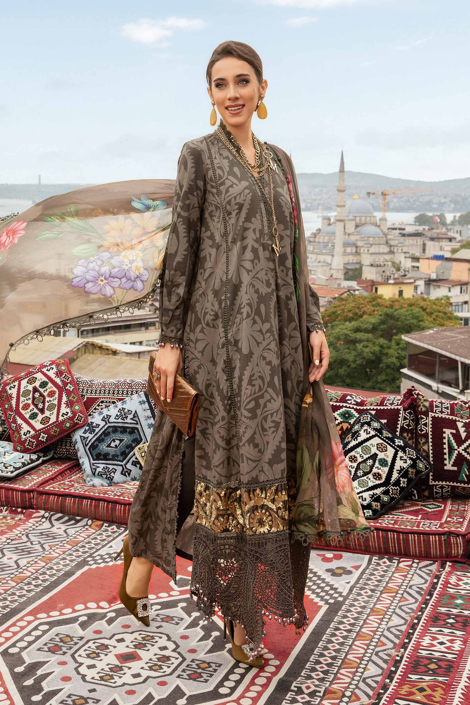 3 Piece Unstitched Printed Cambric Suit | MPT-2307-A - Image 4