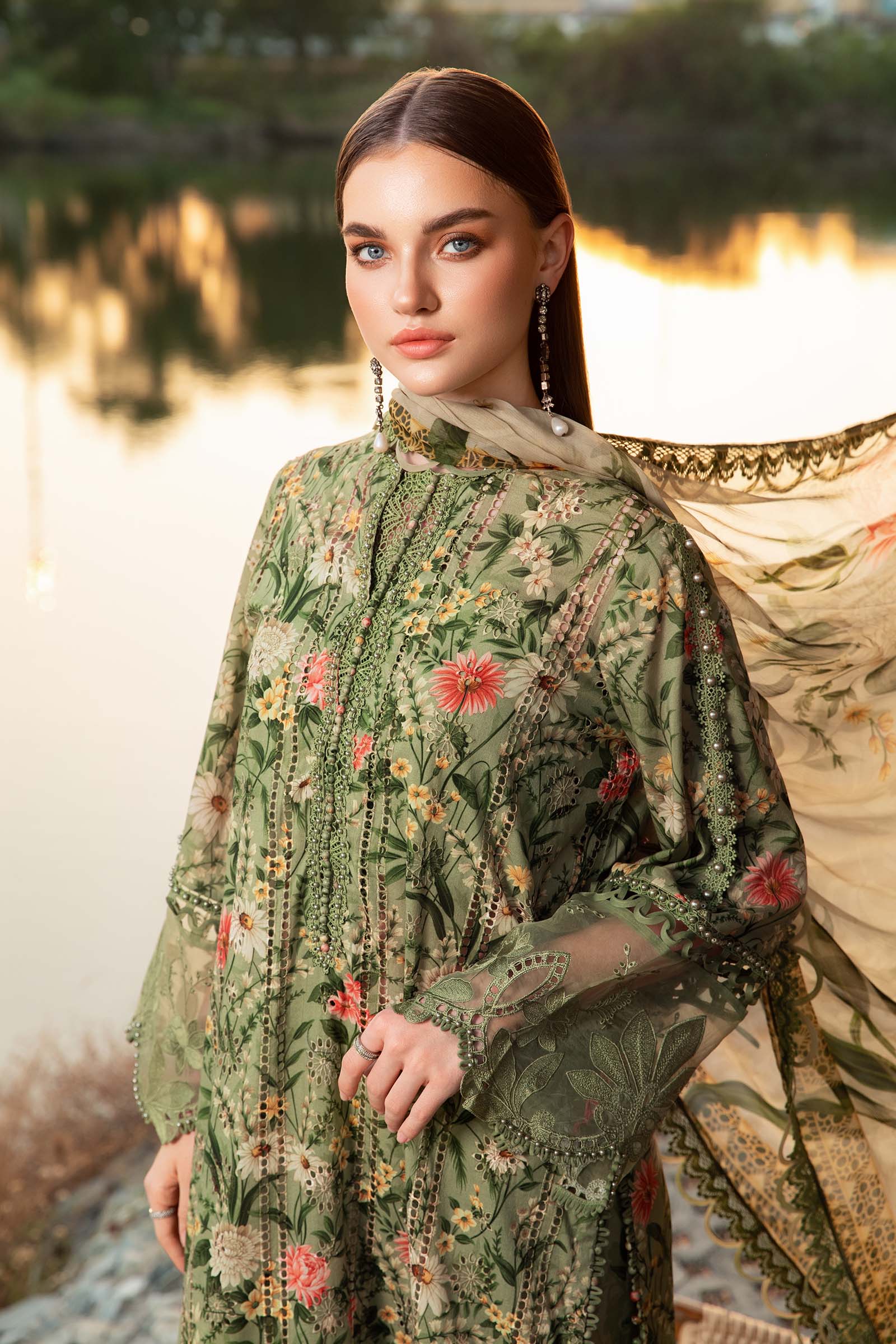 3 Piece Unstitched Printed Lawn Suit | MPT-2508-B - Image 3