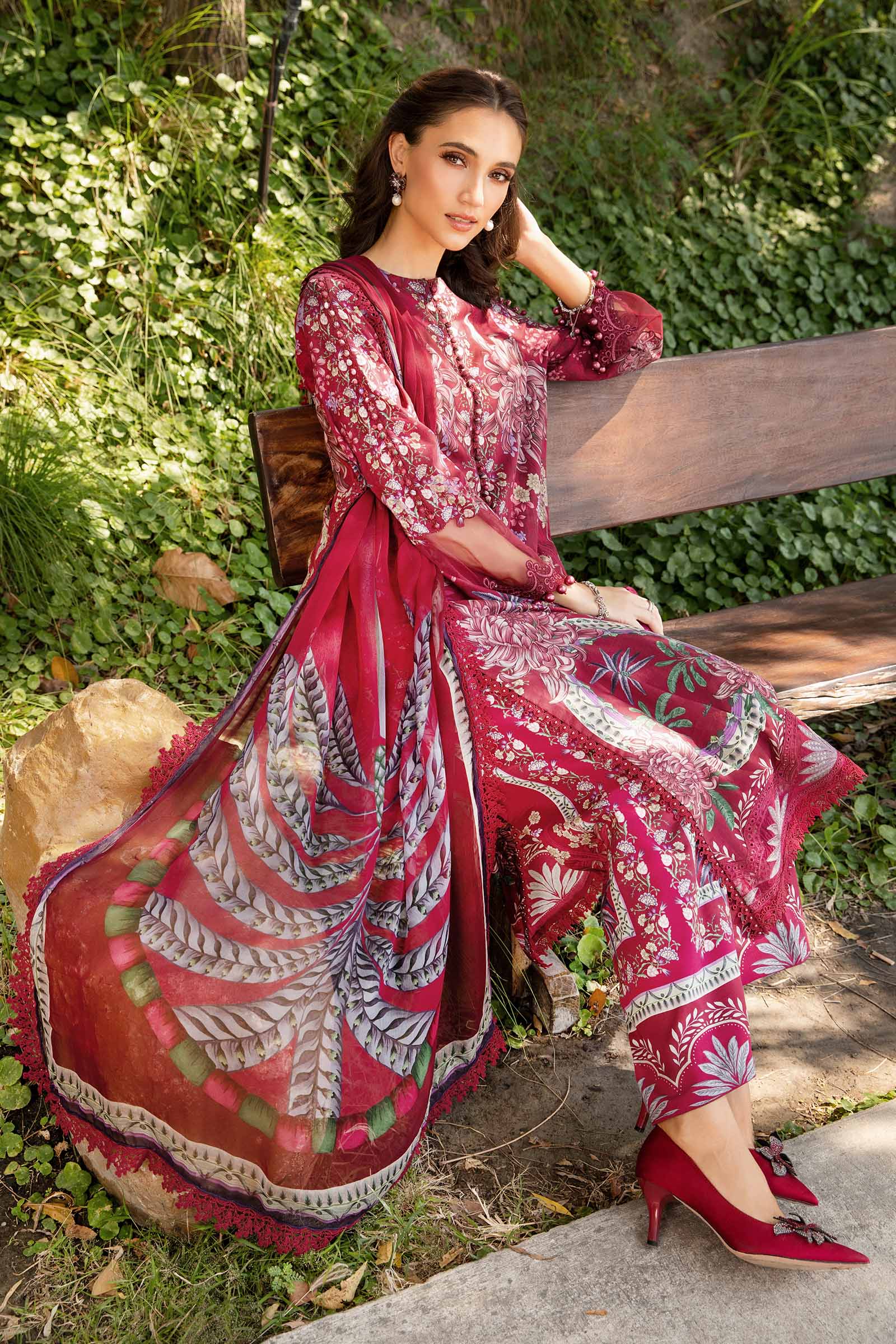 3 Piece Unstitched Printed Lawn Suit | MPT-2514-B - Image 4