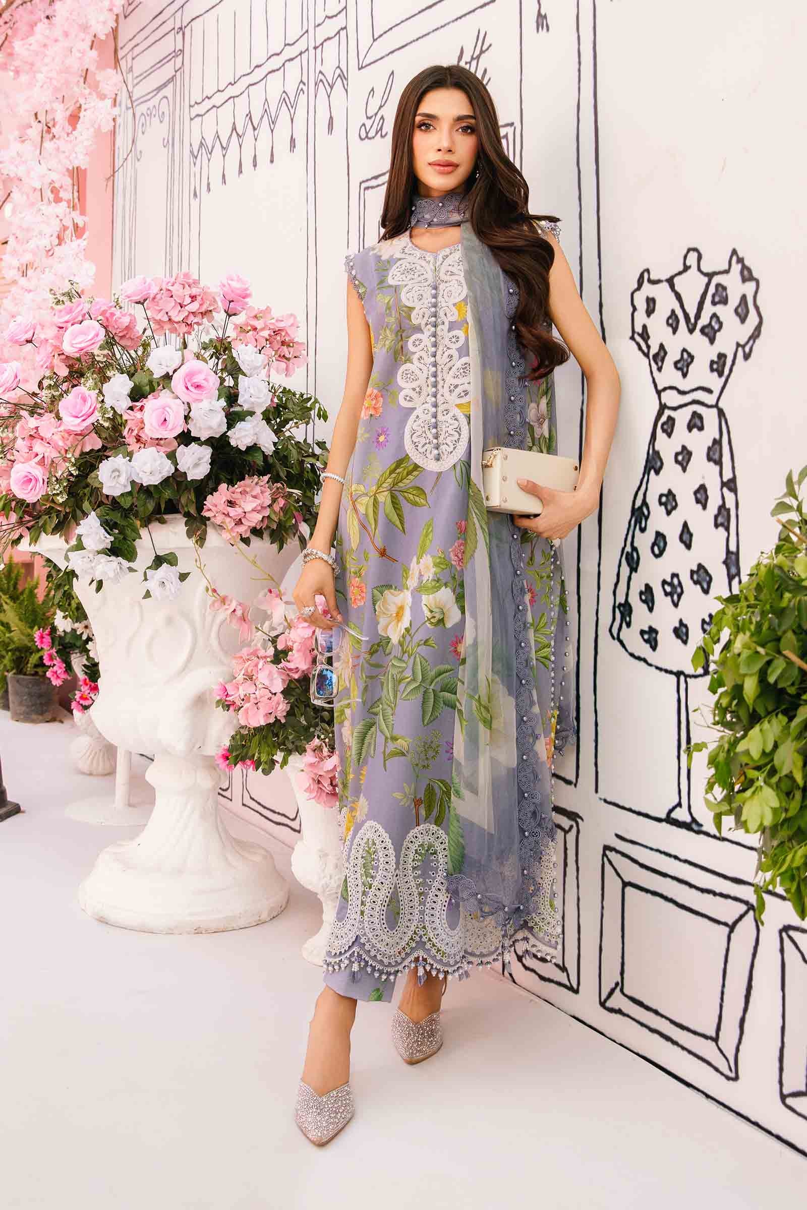 3 Piece Unstitched Embroidered Lawn Suit | MPT-2604-A - Image 3