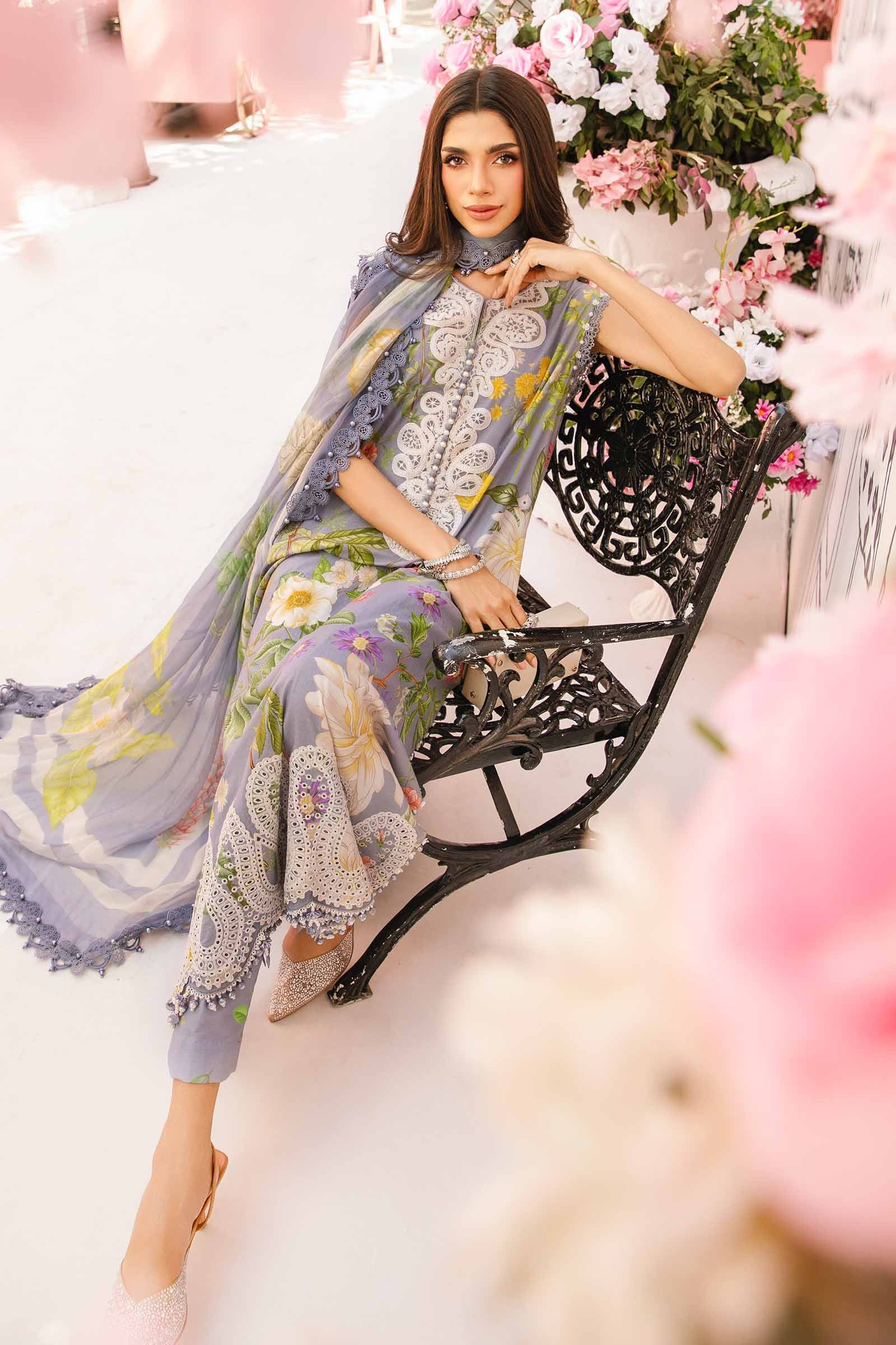 3 Piece Unstitched Embroidered Lawn Suit | MPT-2604-A - Image 5