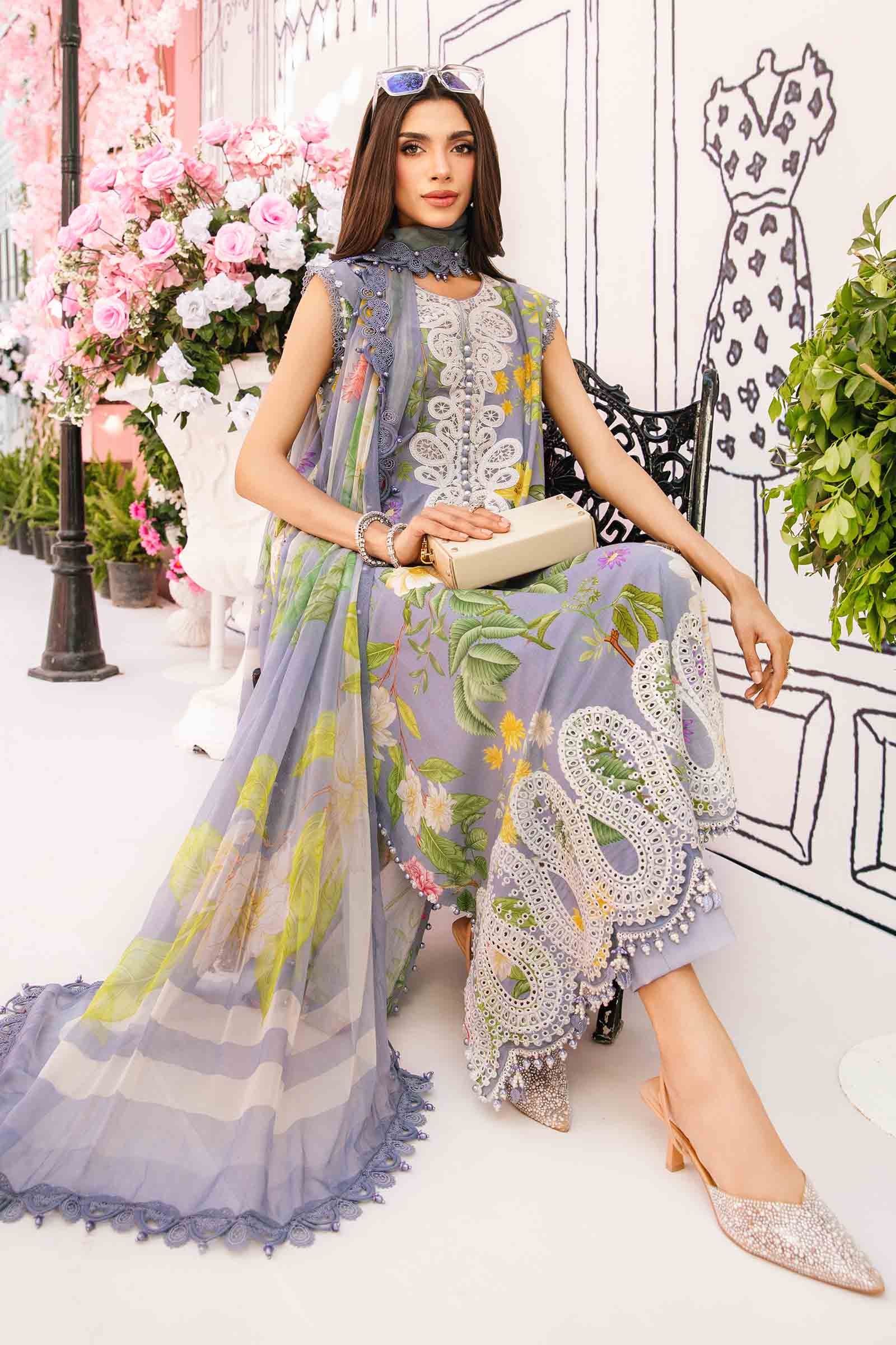 3 Piece Unstitched Embroidered Lawn Suit | MPT-2604-A - Image 6