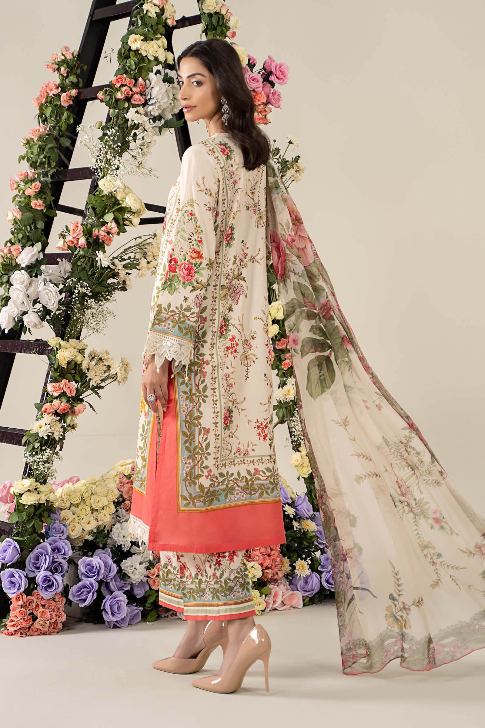 3 Piece Unstitched Embroidered Lawn Suit | MPT-2605-A - Image 9