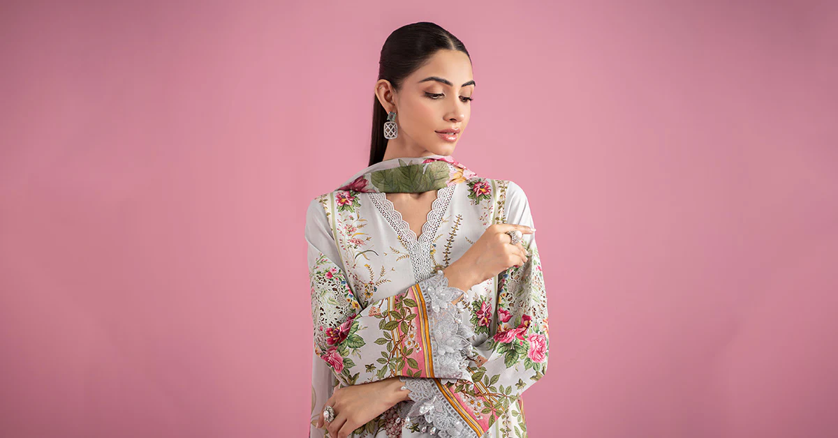 3 Piece Unstitched Embroidered Lawn Suit | MPT-2605-B - Image 8