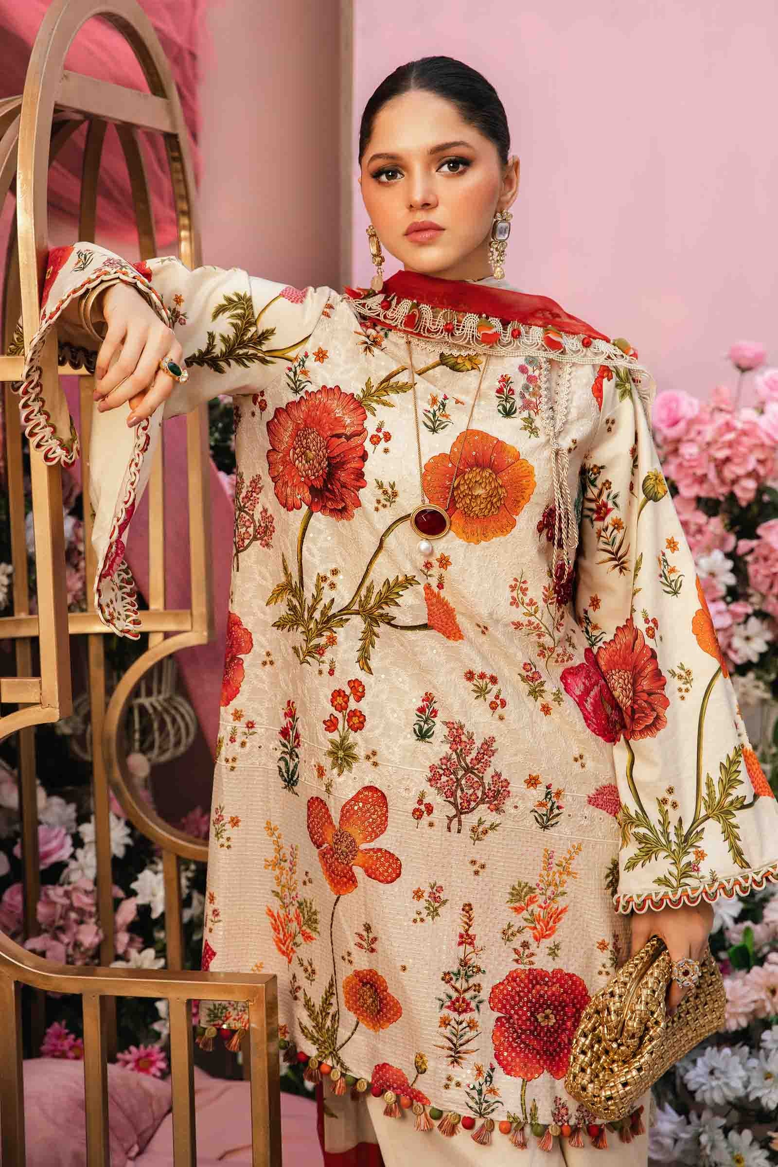 3 Piece Unstitched Embroidered Lawn Suit | MPT-2607-A - Image 2
