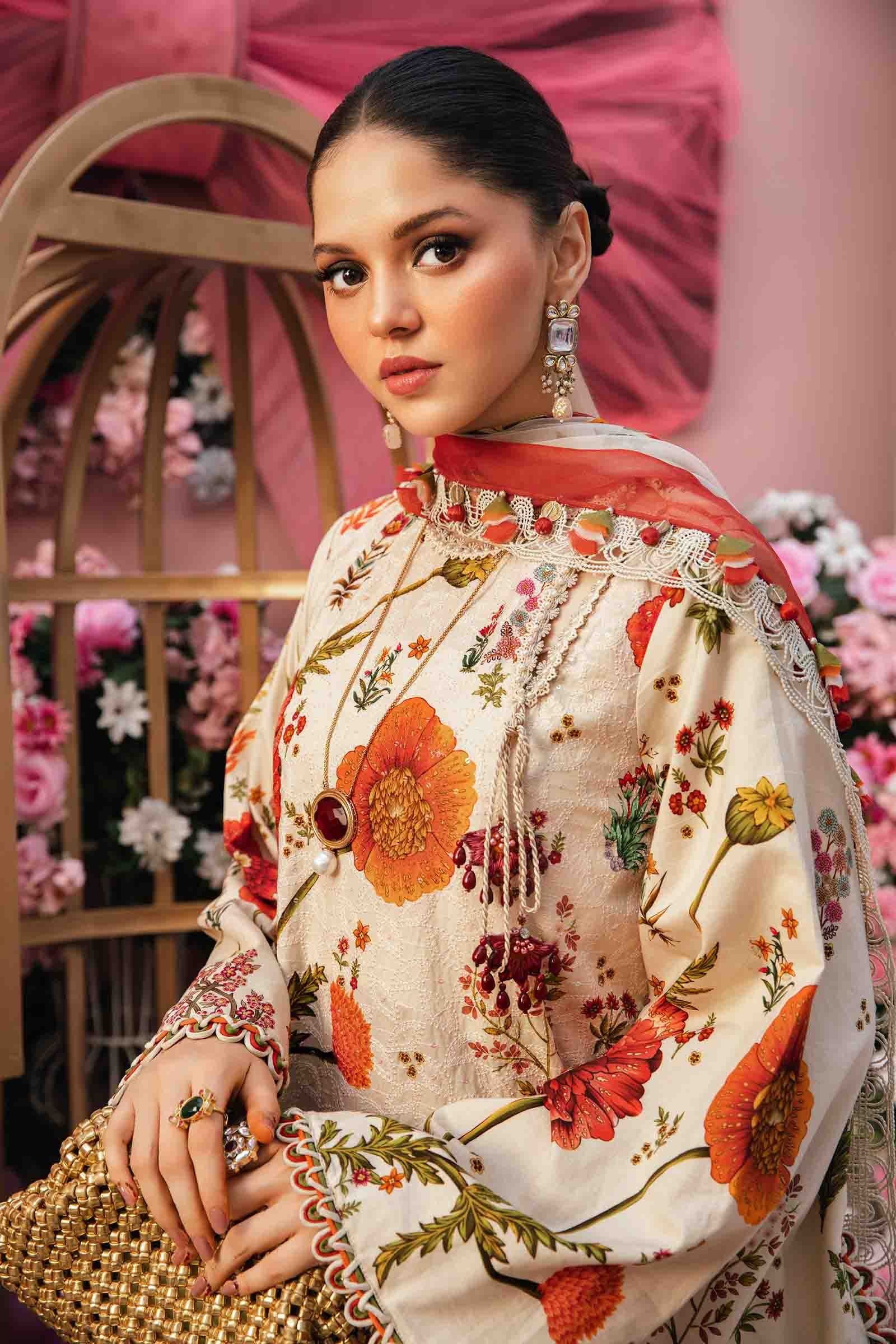 3 Piece Unstitched Embroidered Lawn Suit | MPT-2607-A - Image 3