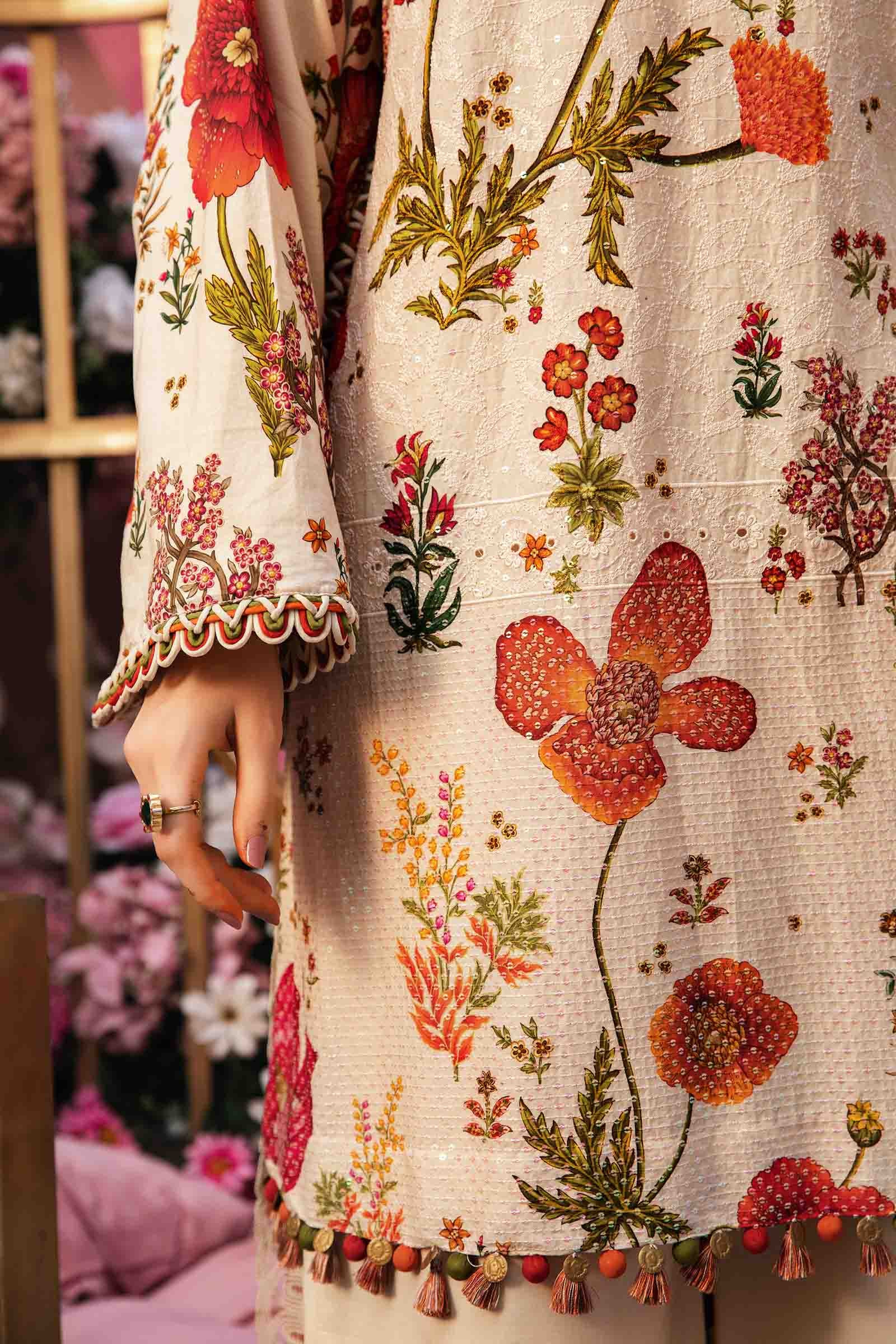 3 Piece Unstitched Embroidered Lawn Suit | MPT-2607-A - Image 5