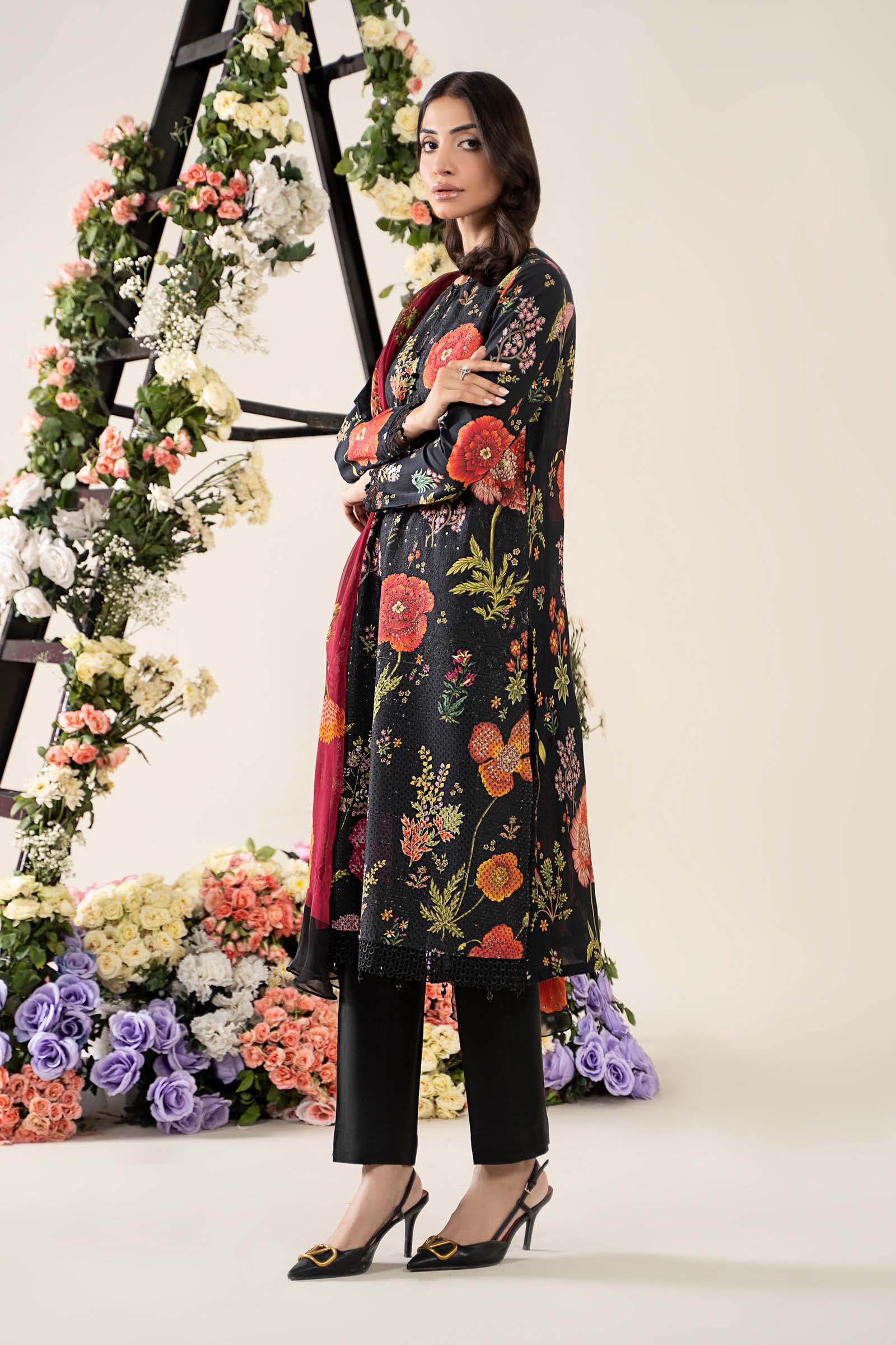 3 Piece Unstitched Embroidered Lawn Suit | MPT-2607-B - Image 7