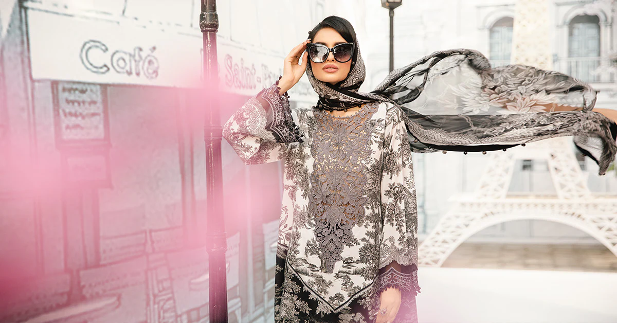 3 Piece Unstitched Embroidered Lawn Suit | MPT-2608-B - Image 6