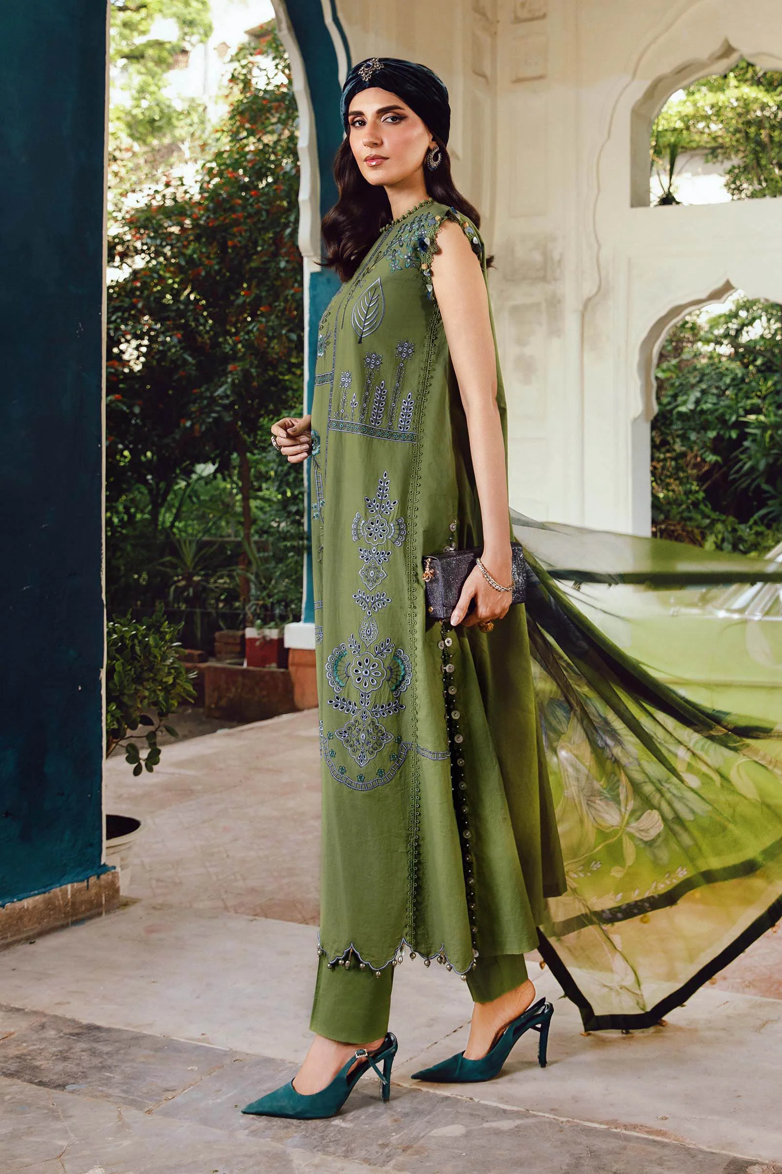 3 Piece Unstitched Embroidered Cambric Suit | MPT-2701-A - Image 5