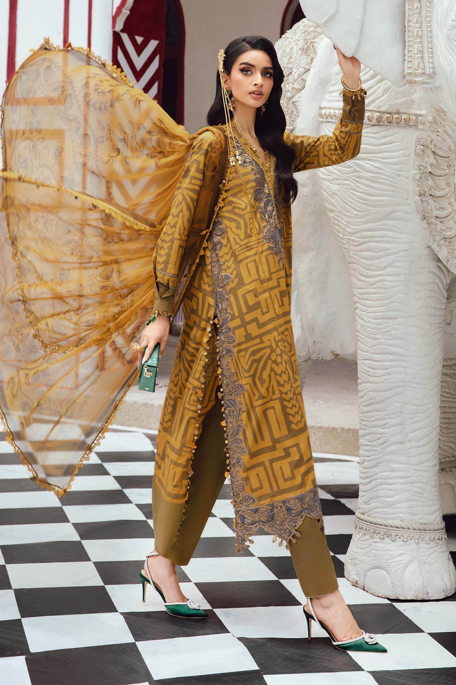 3 Piece Unstitched Embroidered Cambric Suit | MPT-2703-A - Image 6