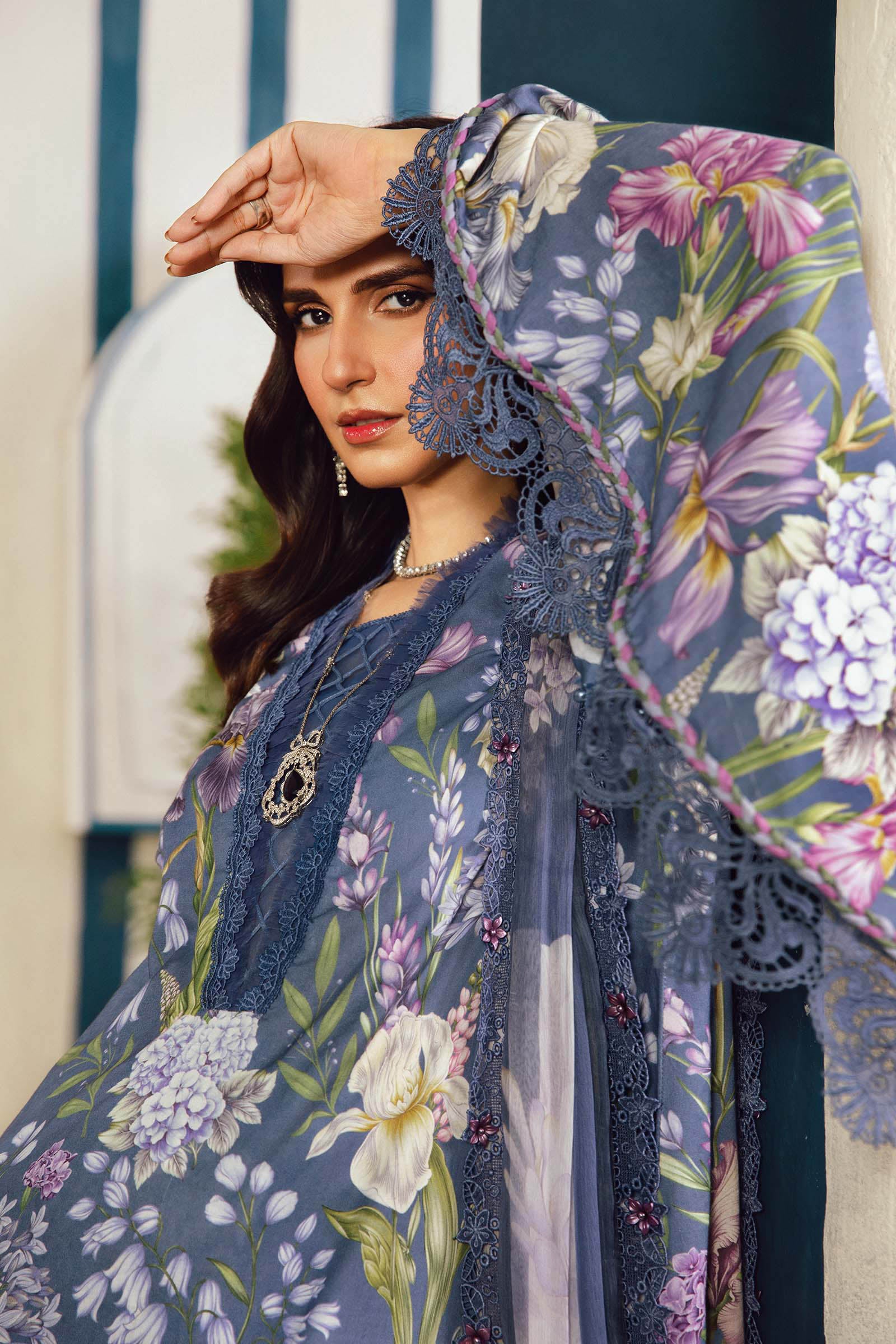 3 Piece Unstitched Embroidered Cambric Suit | MPT-2708-B - Image 2