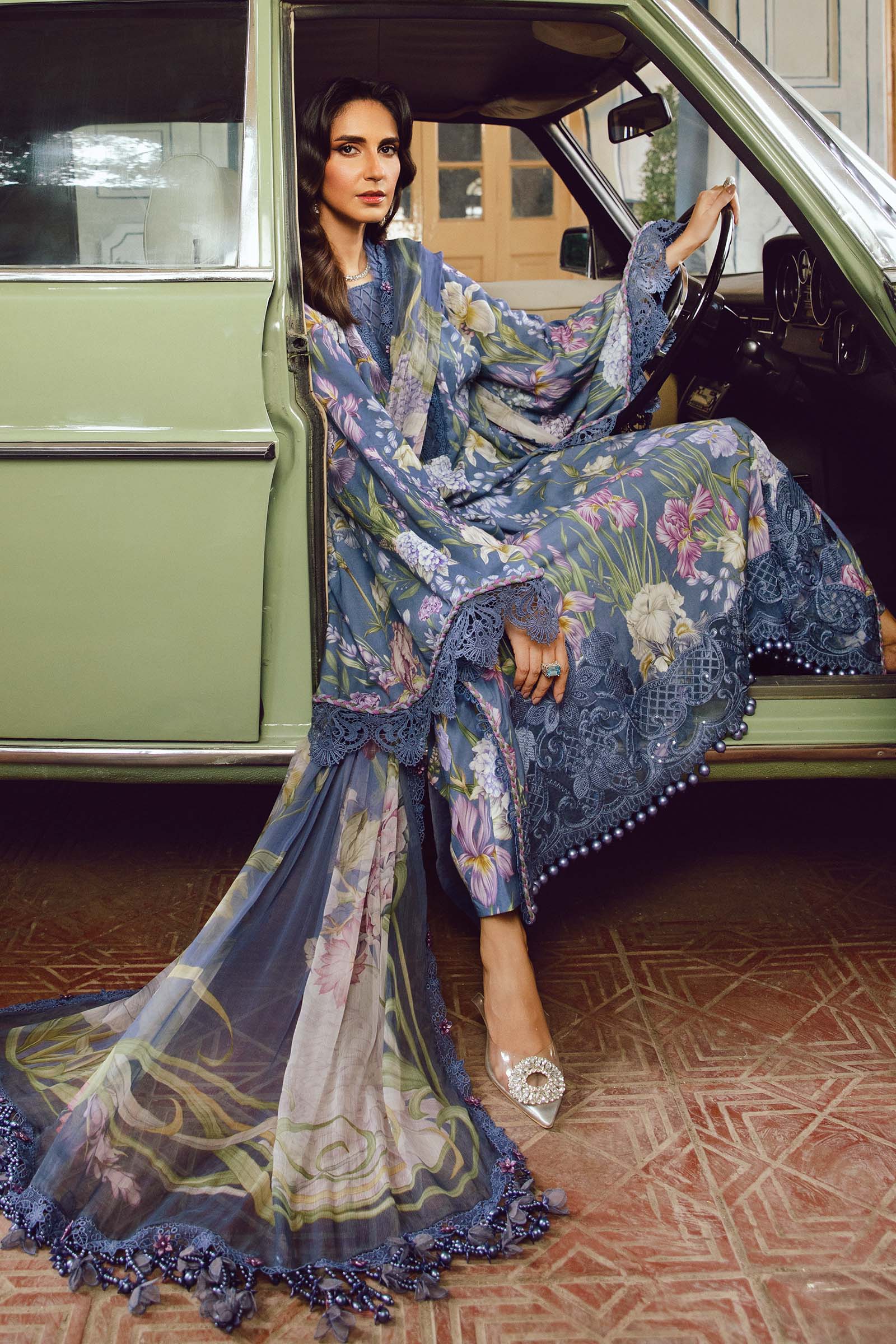 3 Piece Unstitched Embroidered Cambric Suit | MPT-2708-B - Image 3