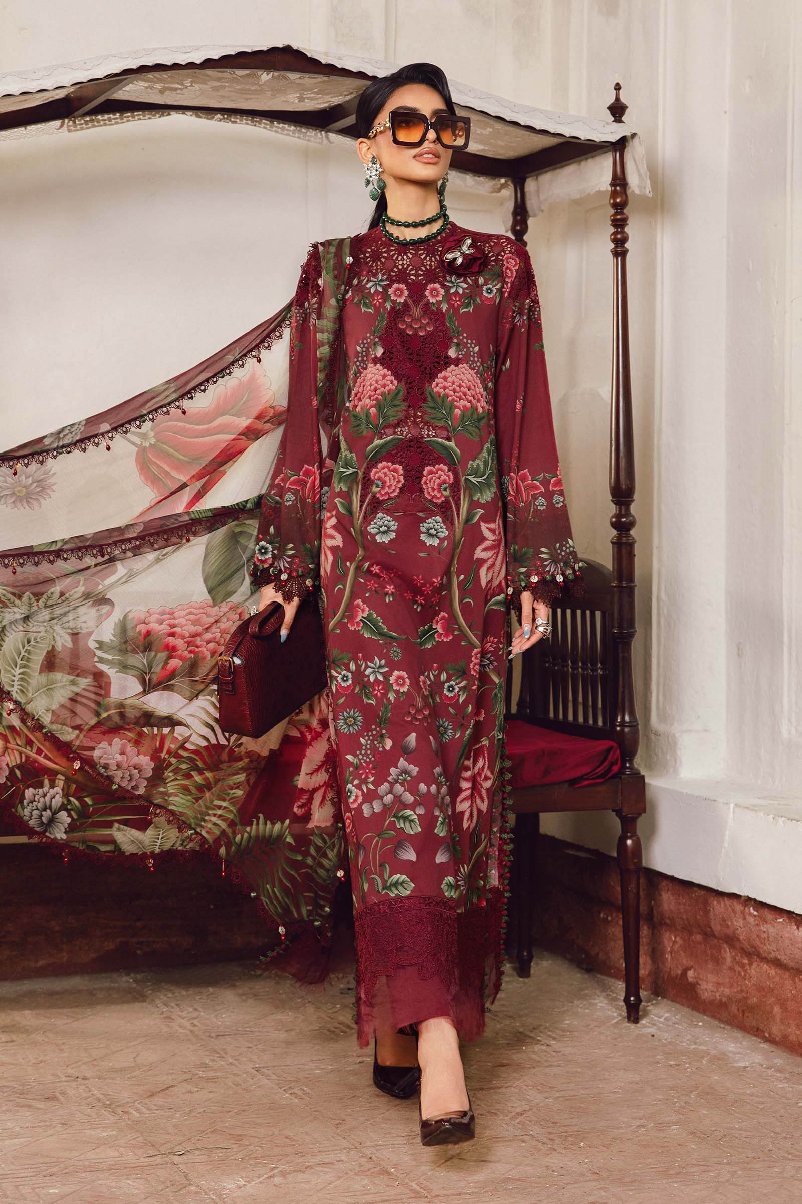 3 Piece Unstitched Embroidered Cambric Suit | MPT-2709-A
