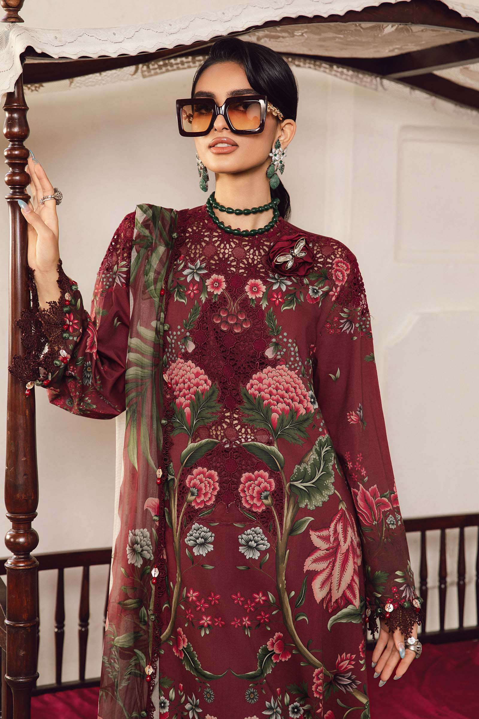 3 Piece Unstitched Embroidered Cambric Suit | MPT-2709-A - Image 2