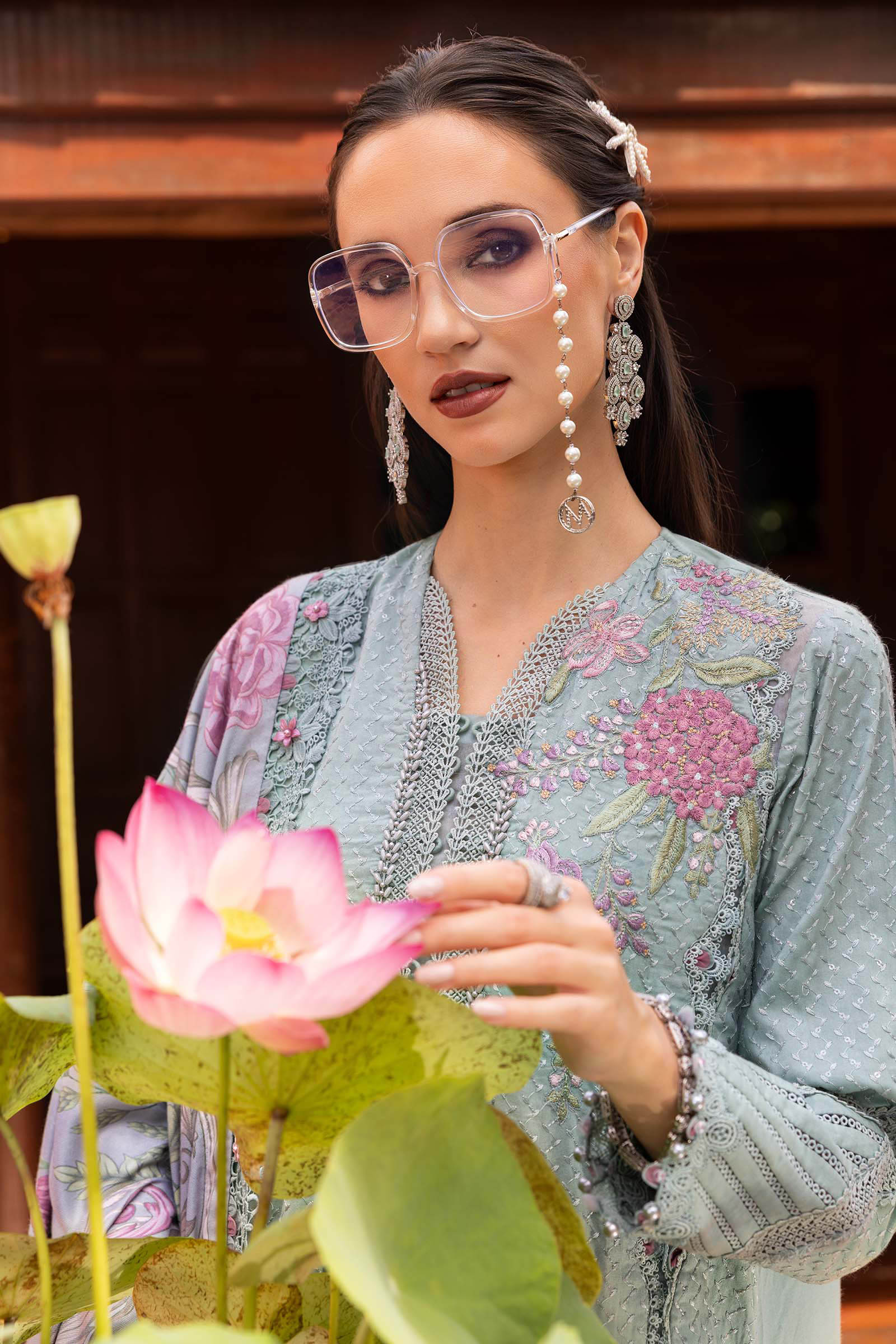 3 Piece Unstitched Embroidered Twill Linen Suit - Image 2