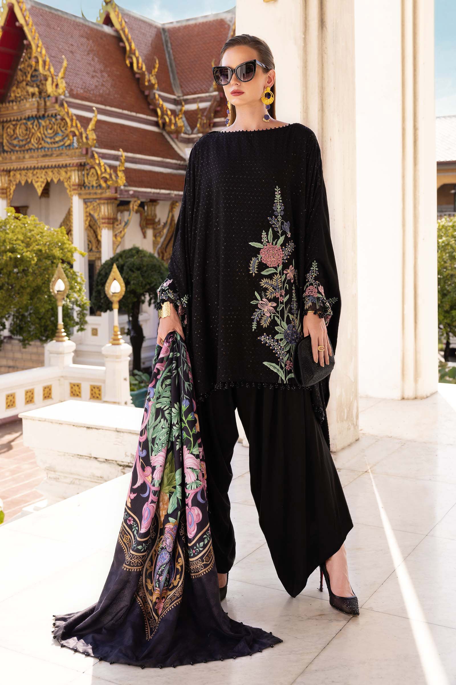 3 Piece Unstitched Embroidered Twill Linen Suit