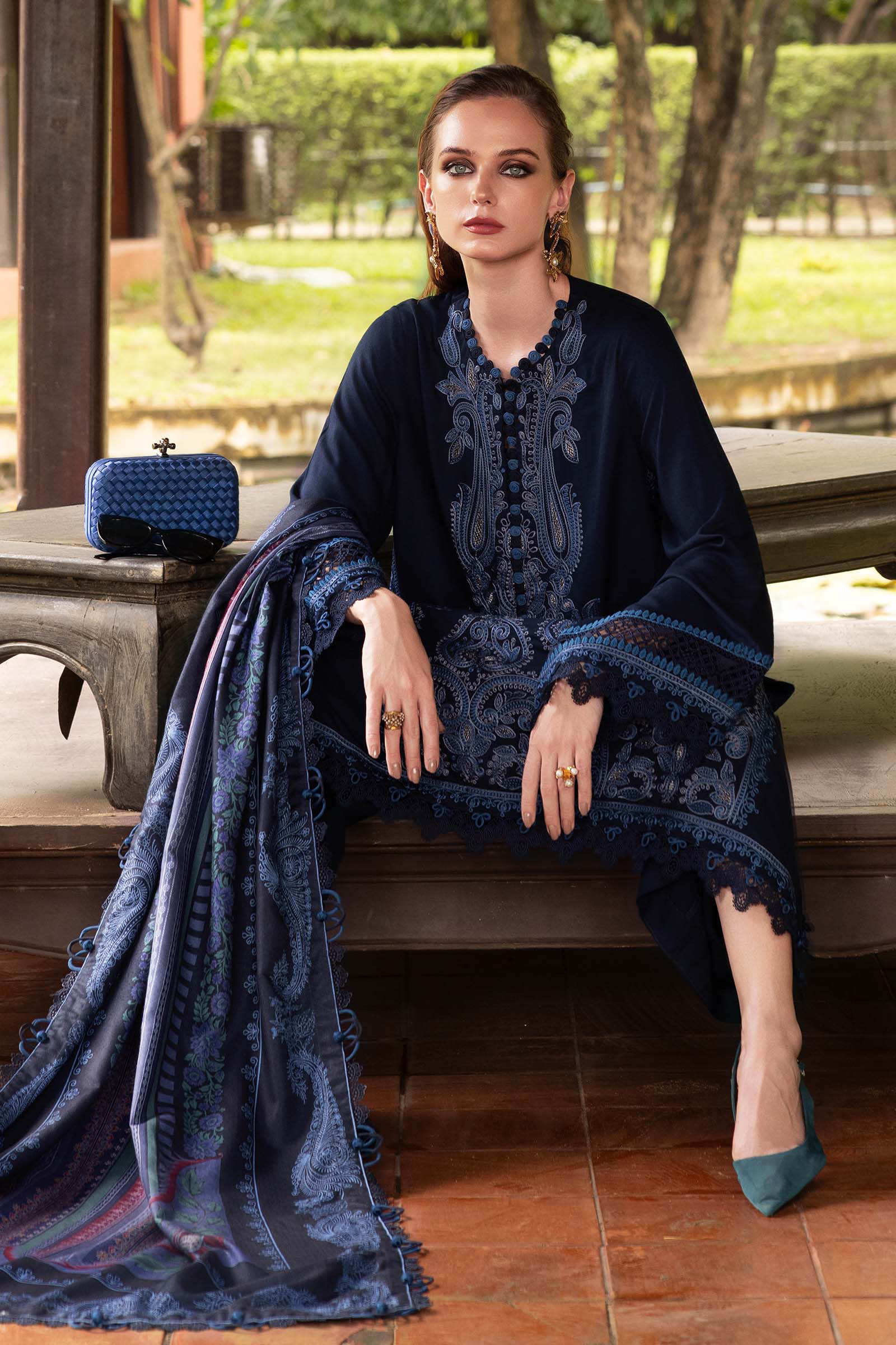 3 Piece Unstitched Embroidered Twill Linen Suit - Image 4