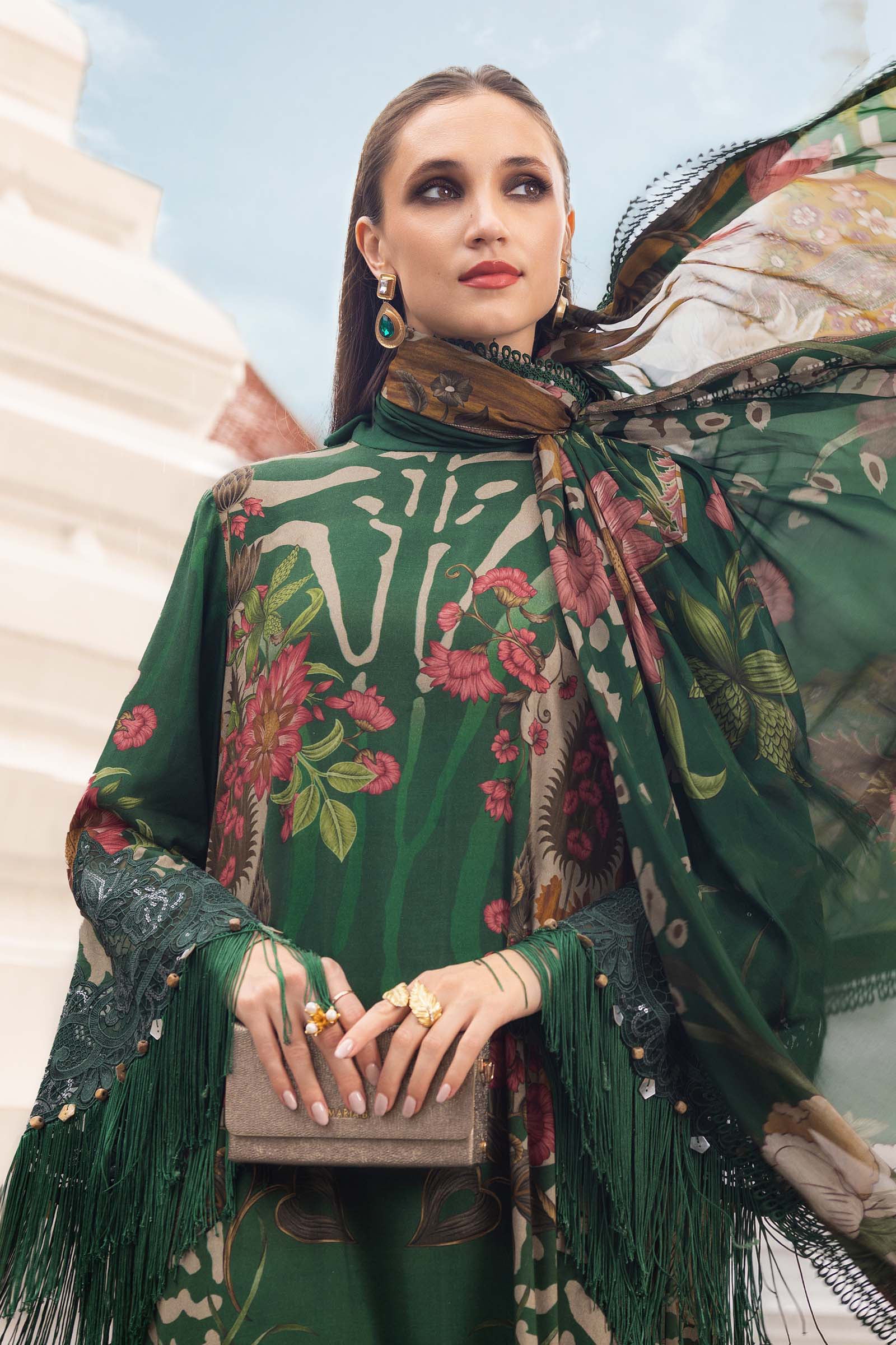 3 Piece Unstitched Embroidered Linen Suit - Image 2