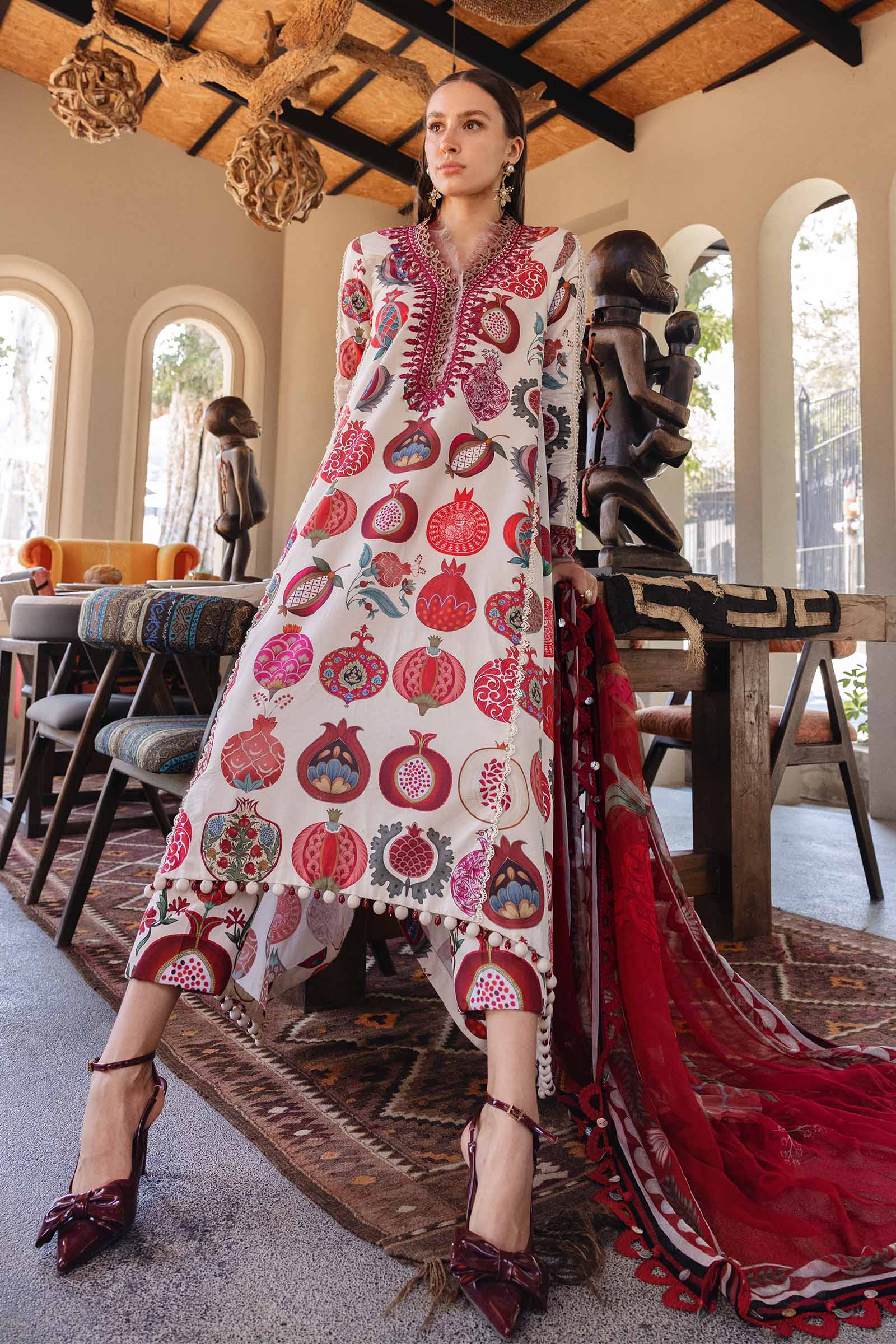 3 Piece Unstitched Embroidered Lawn Suit - Image 3