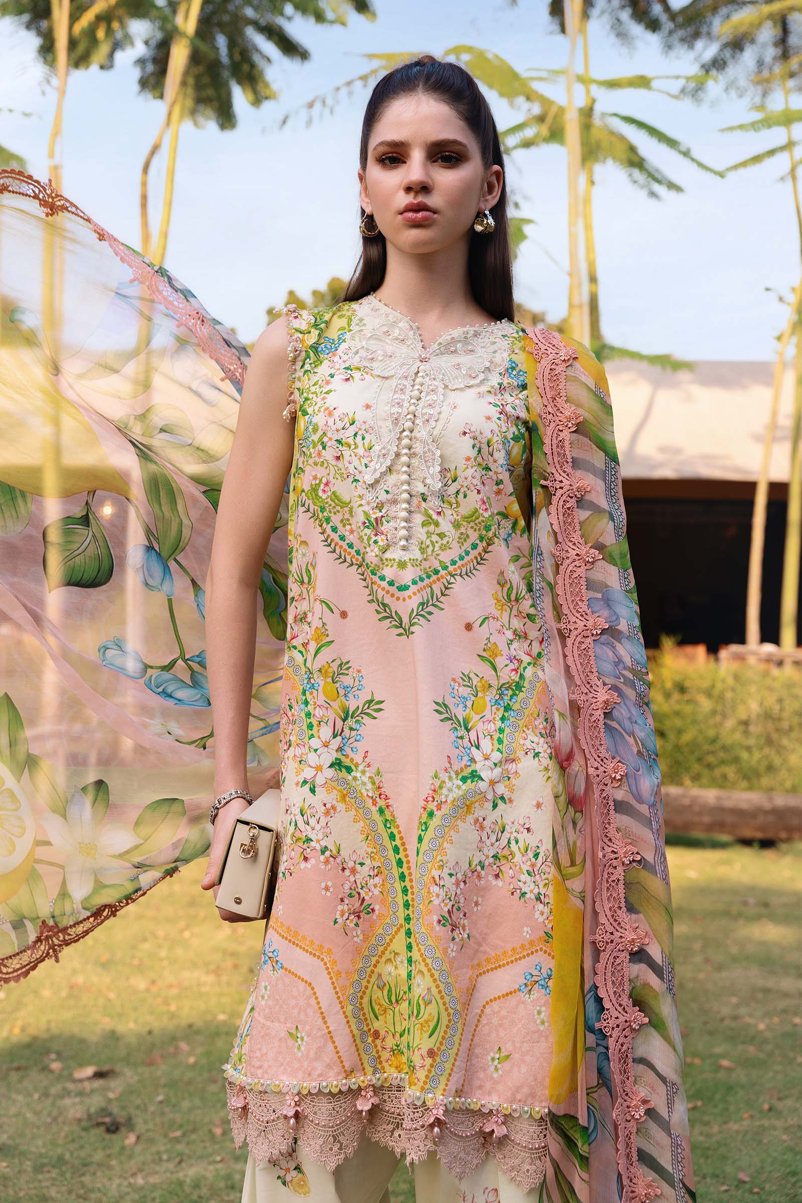 3 Piece Unstitched Embroidered Lawn Suit - Image 2