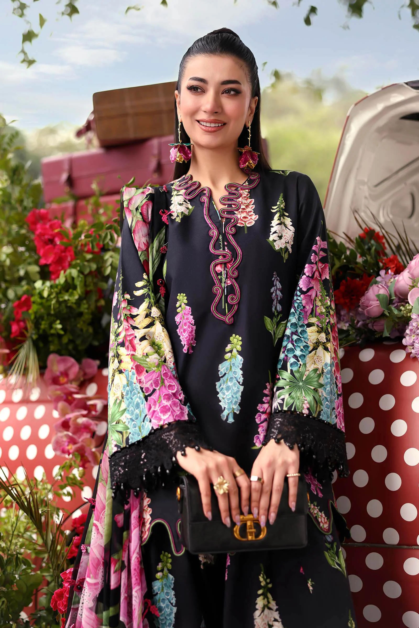 3 Piece Unstitched Embroidered Lawn Suit - Image 2