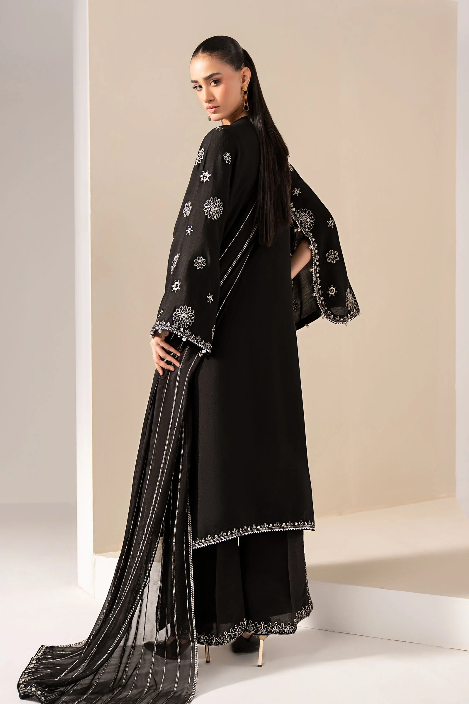 3 Piece Embroidered Tissue Staple Suit - Image 10
