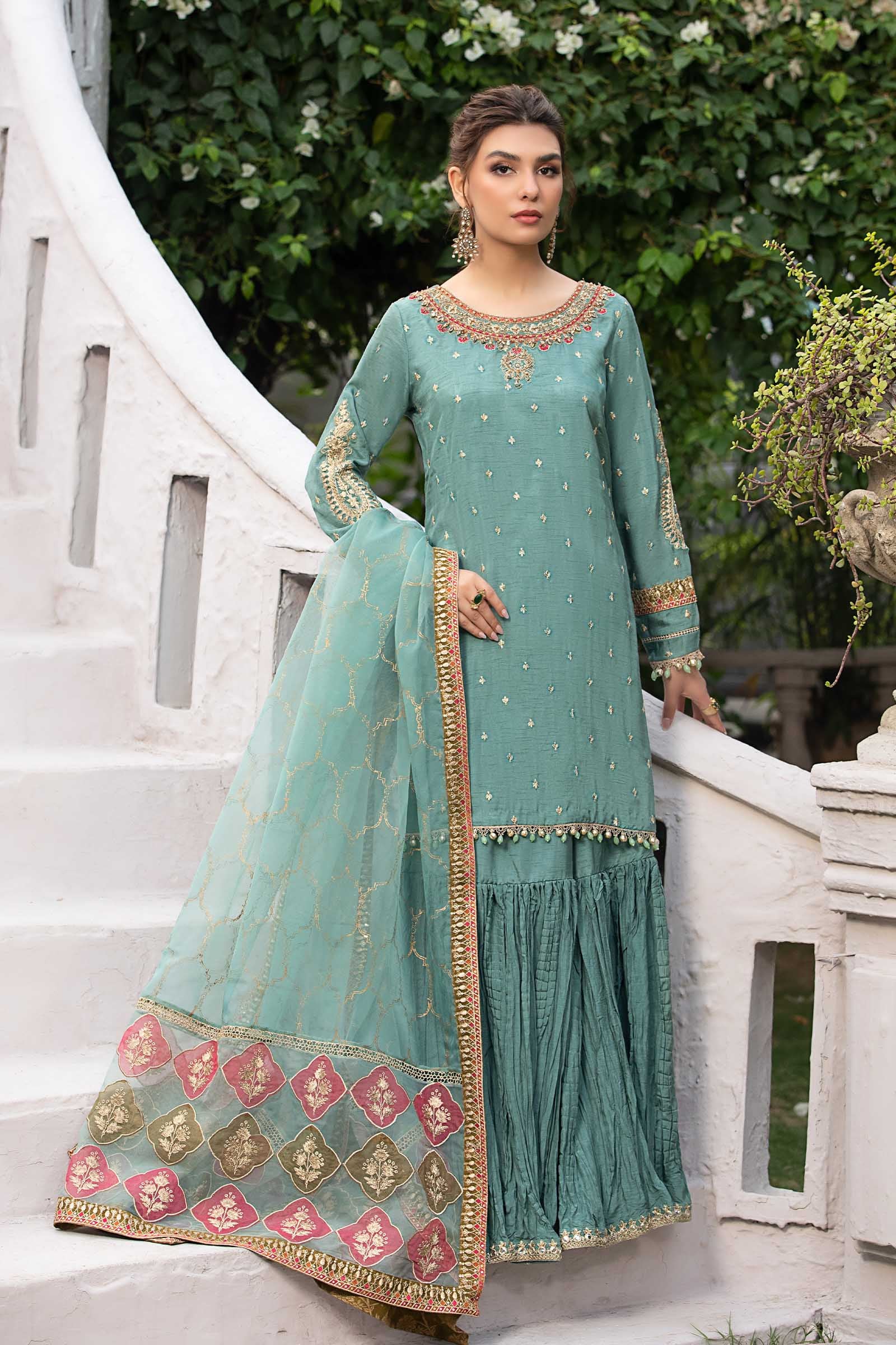3 Piece Embroidered Raw Silk Suit - Image 2
