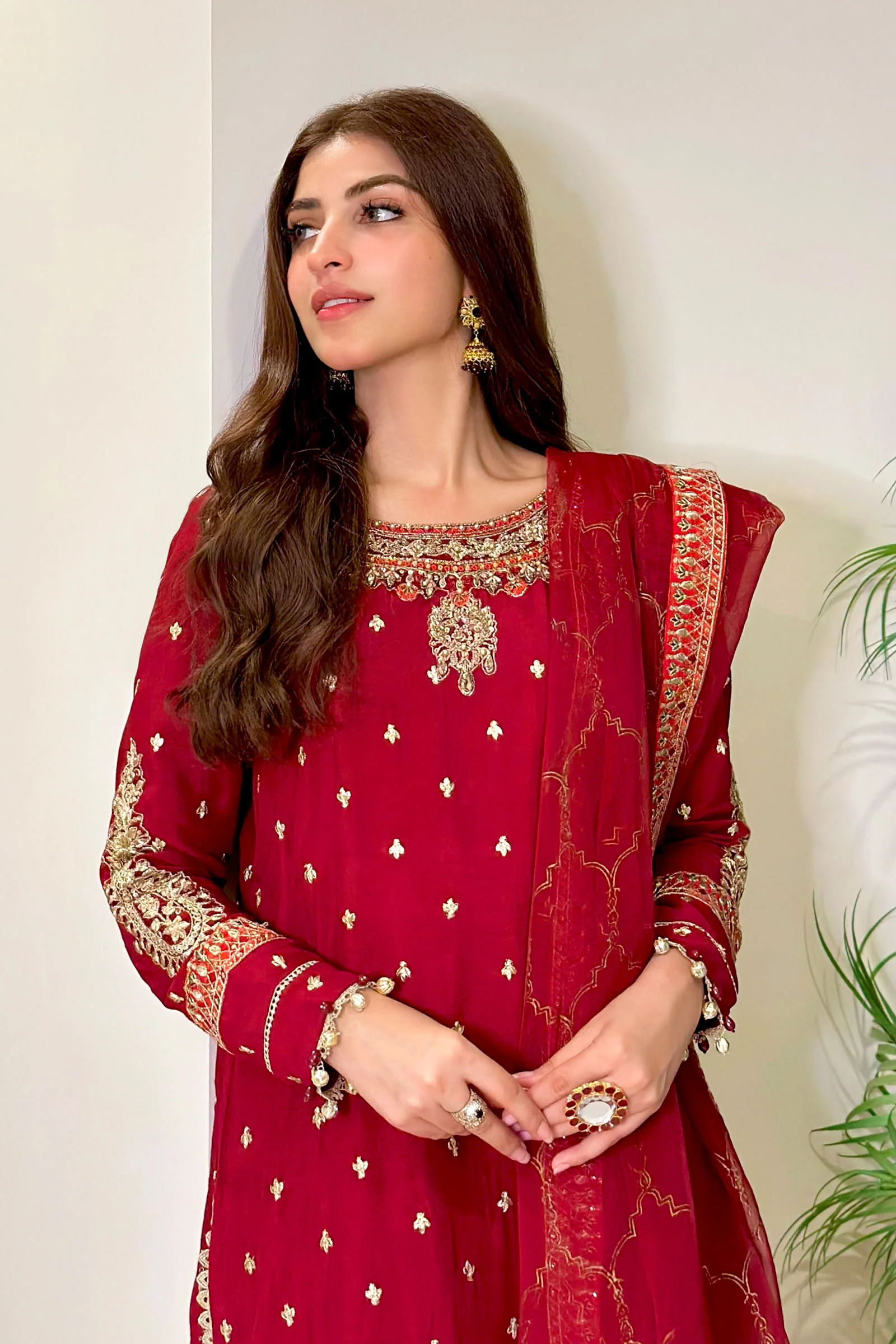 3 Piece Embroidered Raw Silk Suit - Image 3