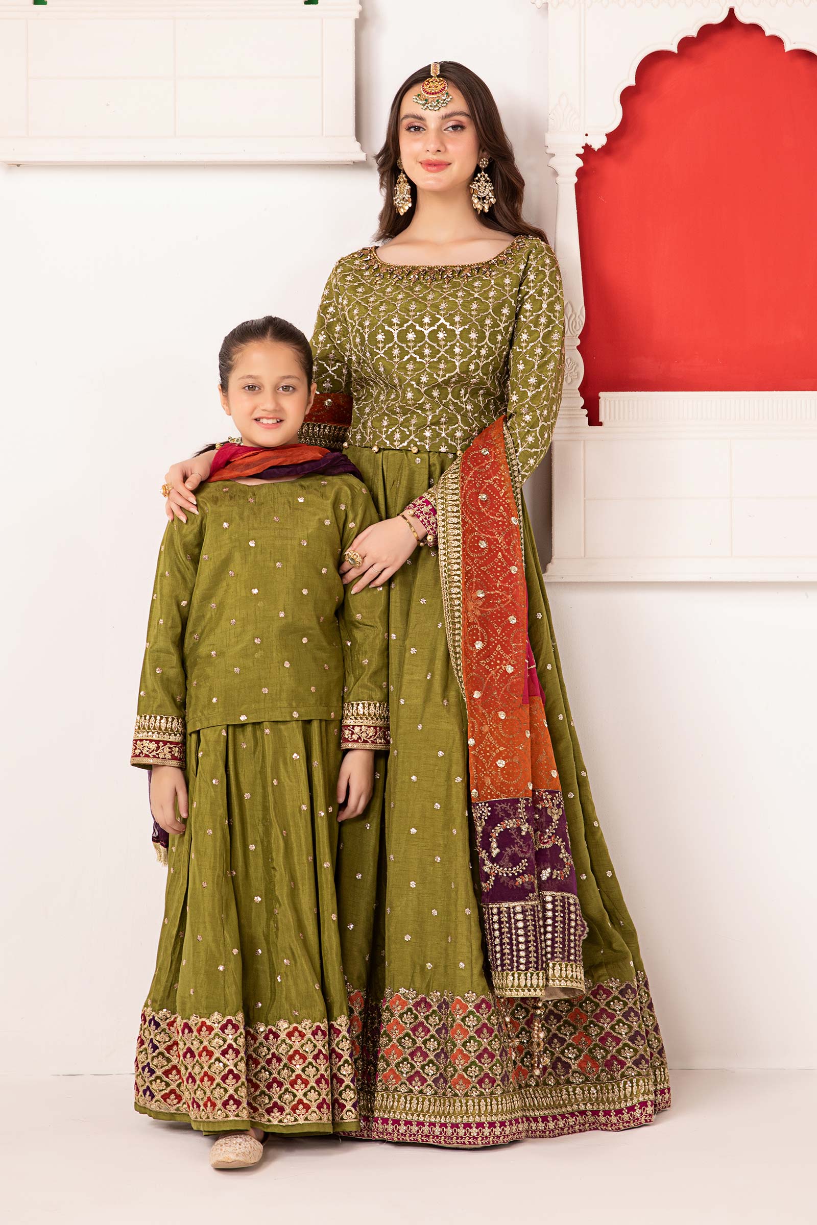 3 Piece Embroidered Raw Silk Suit - Image 2