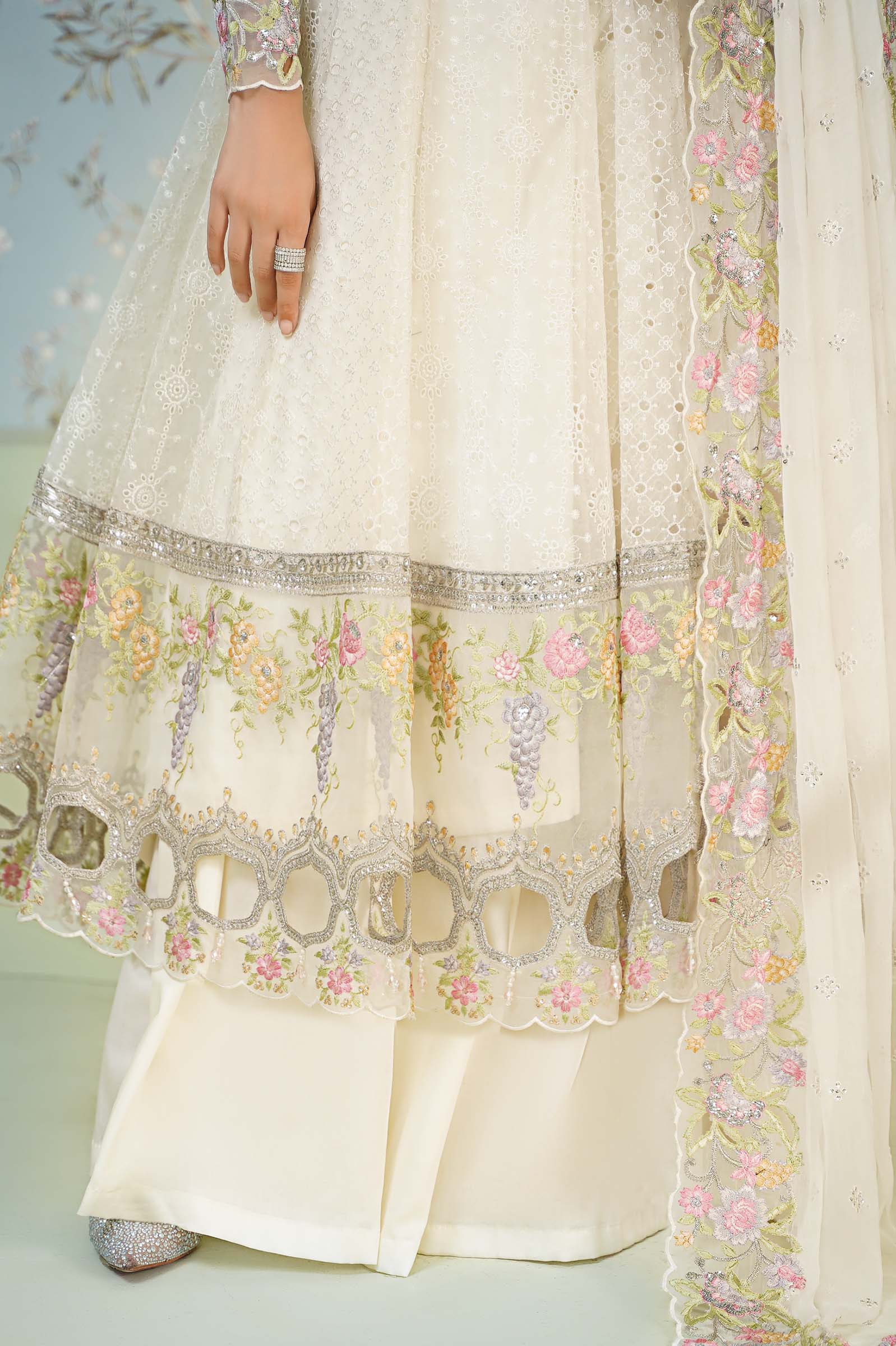 3 Piece Embroidered Organza Suit - Image 3