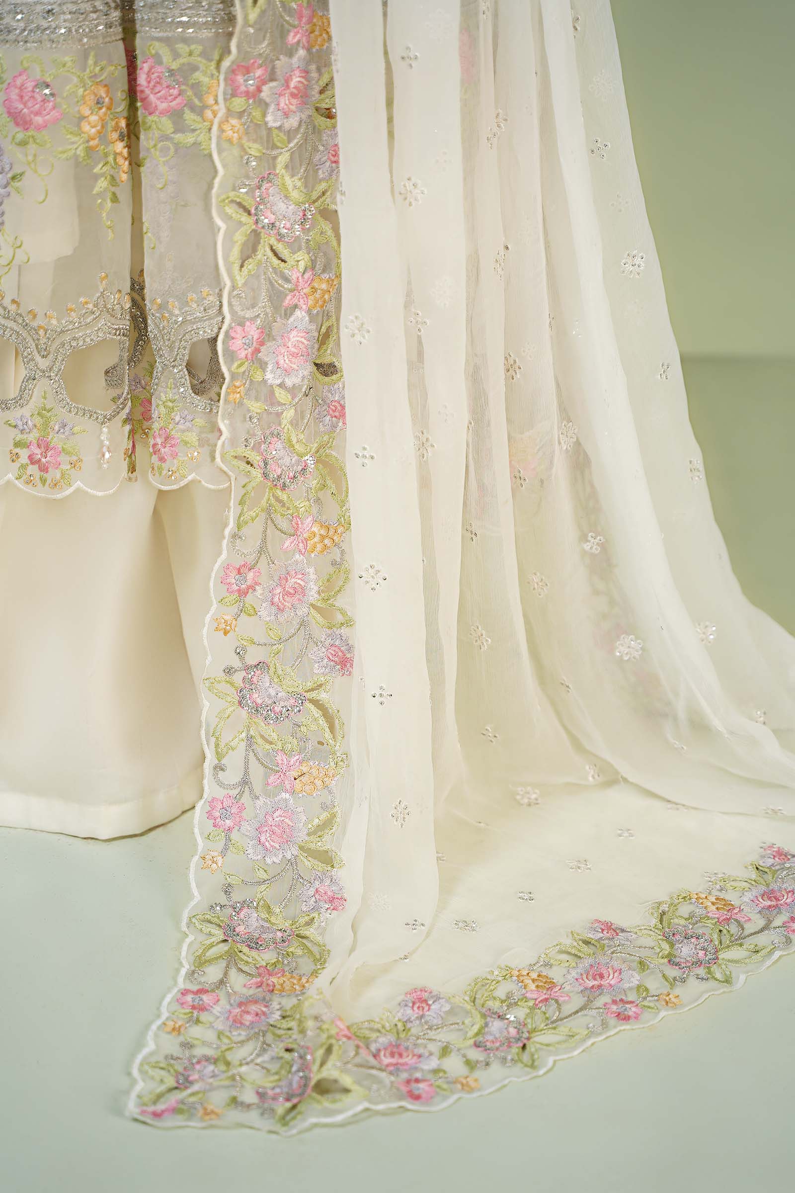 3 Piece Embroidered Organza Suit - Image 4