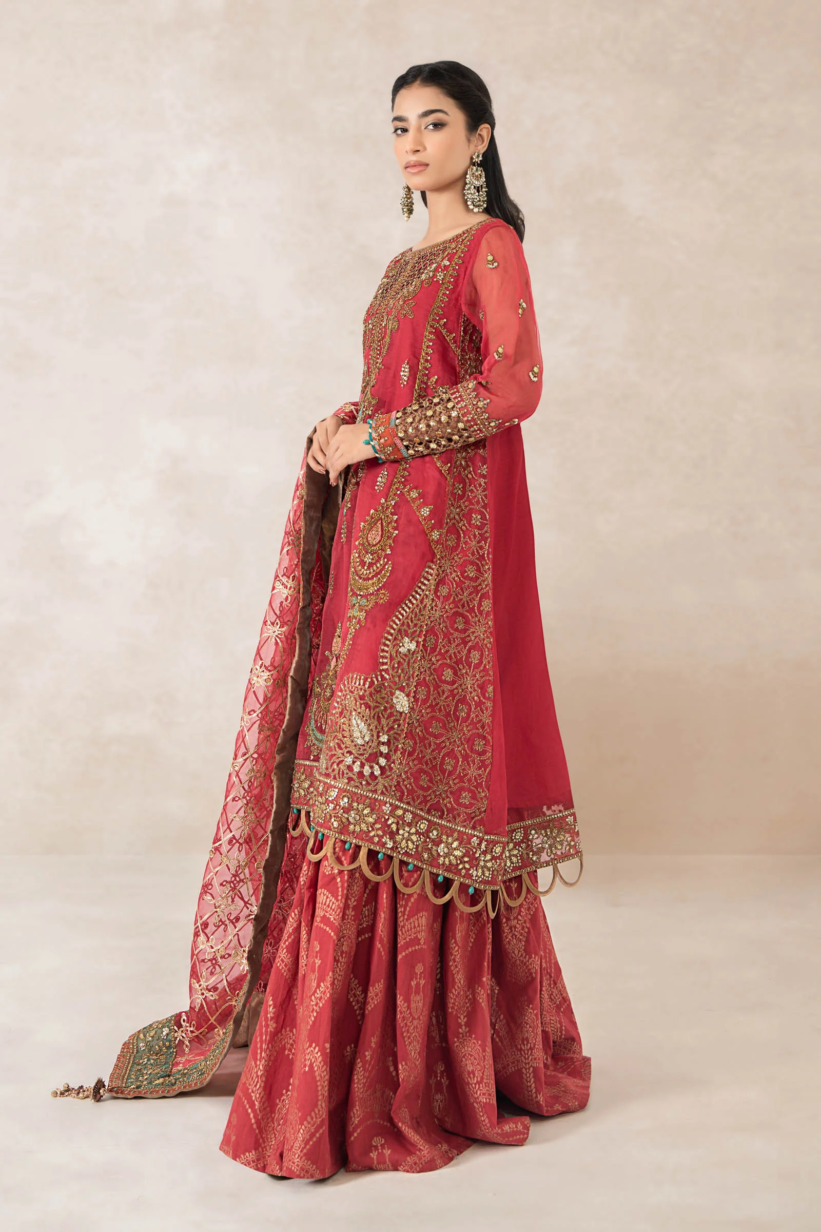 3 Piece Embroidered Organza Suit - Image 5