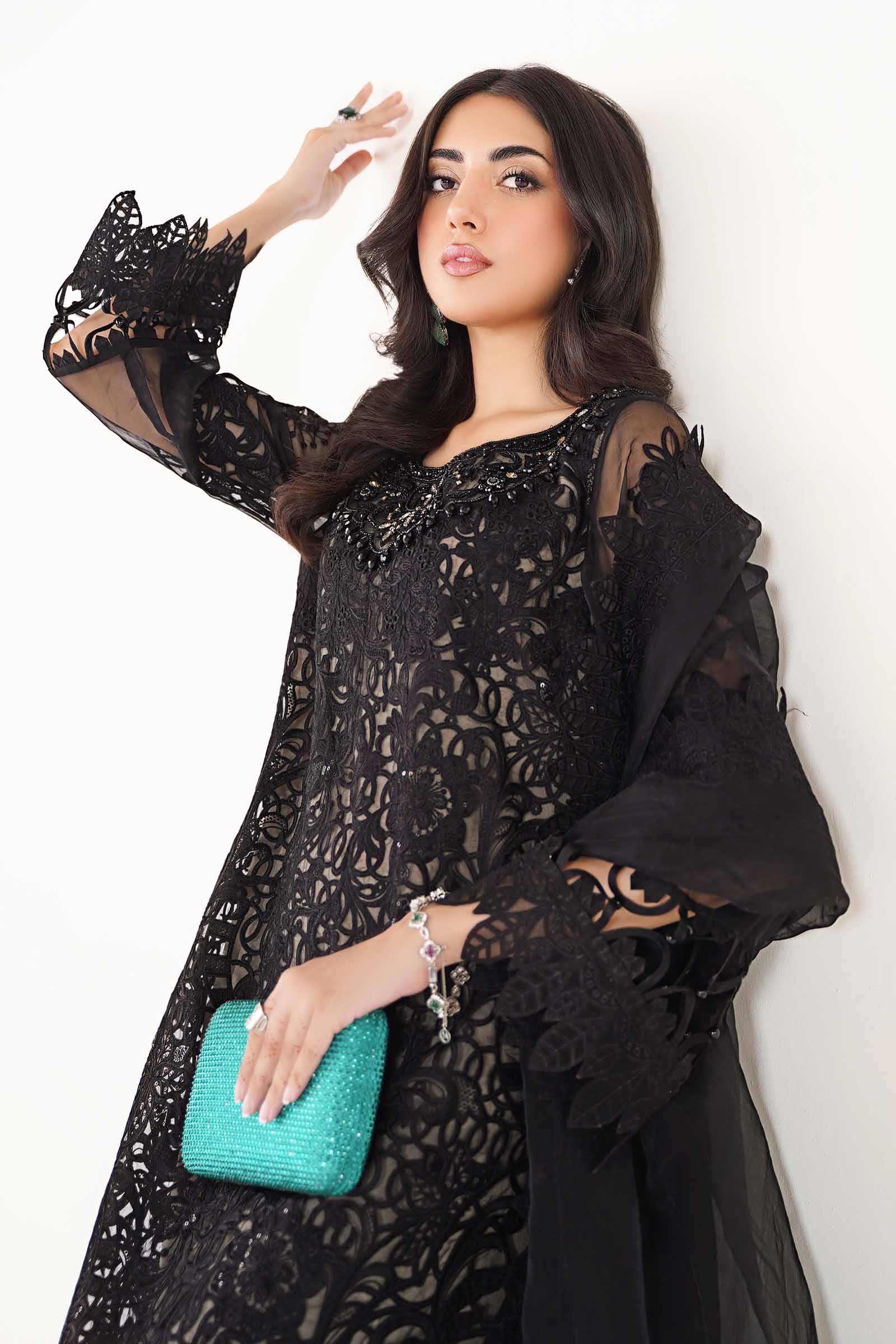 3 Piece Embroidered Organza Suit - Image 4