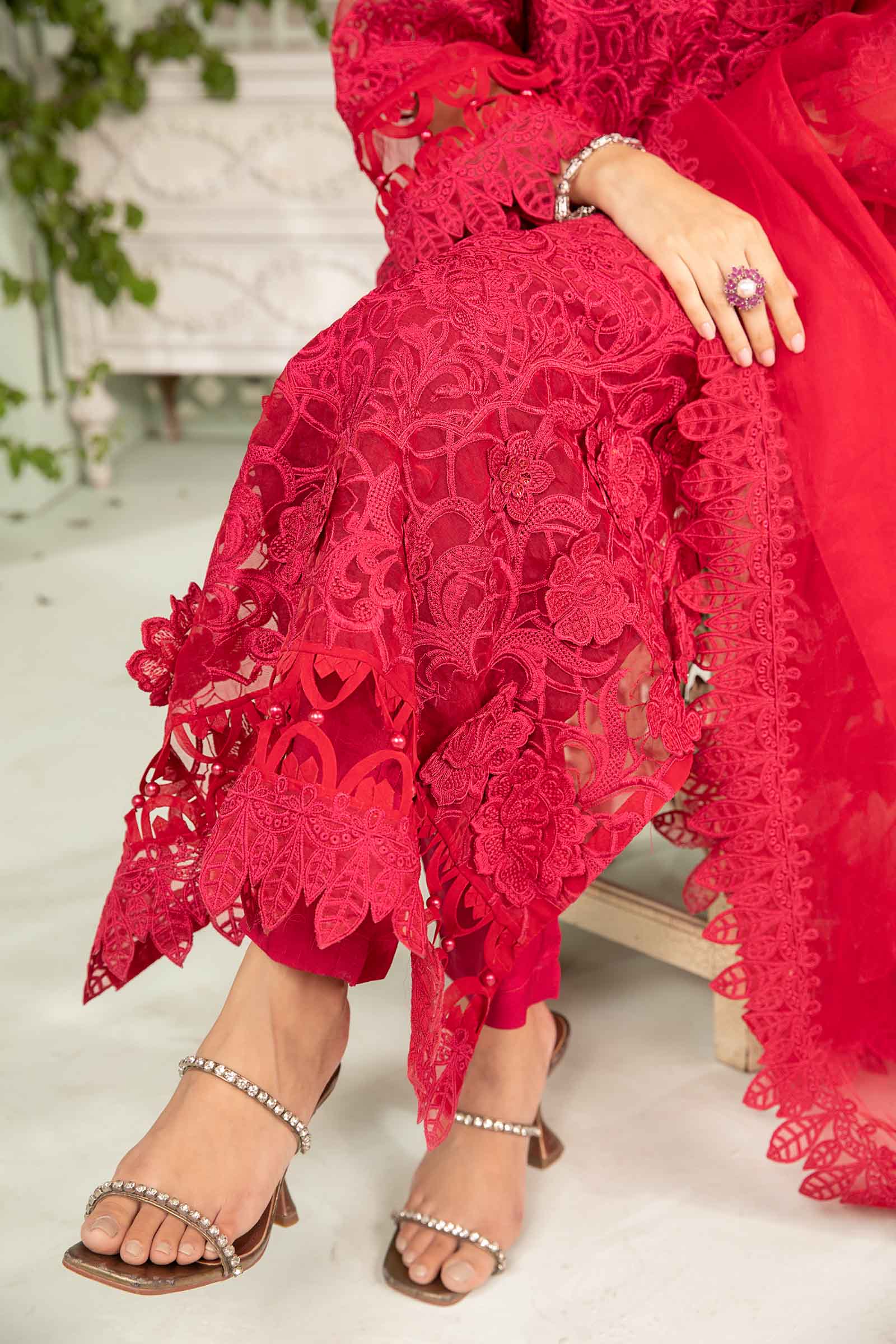 3 Piece Embroidered Organza Suit - Image 4