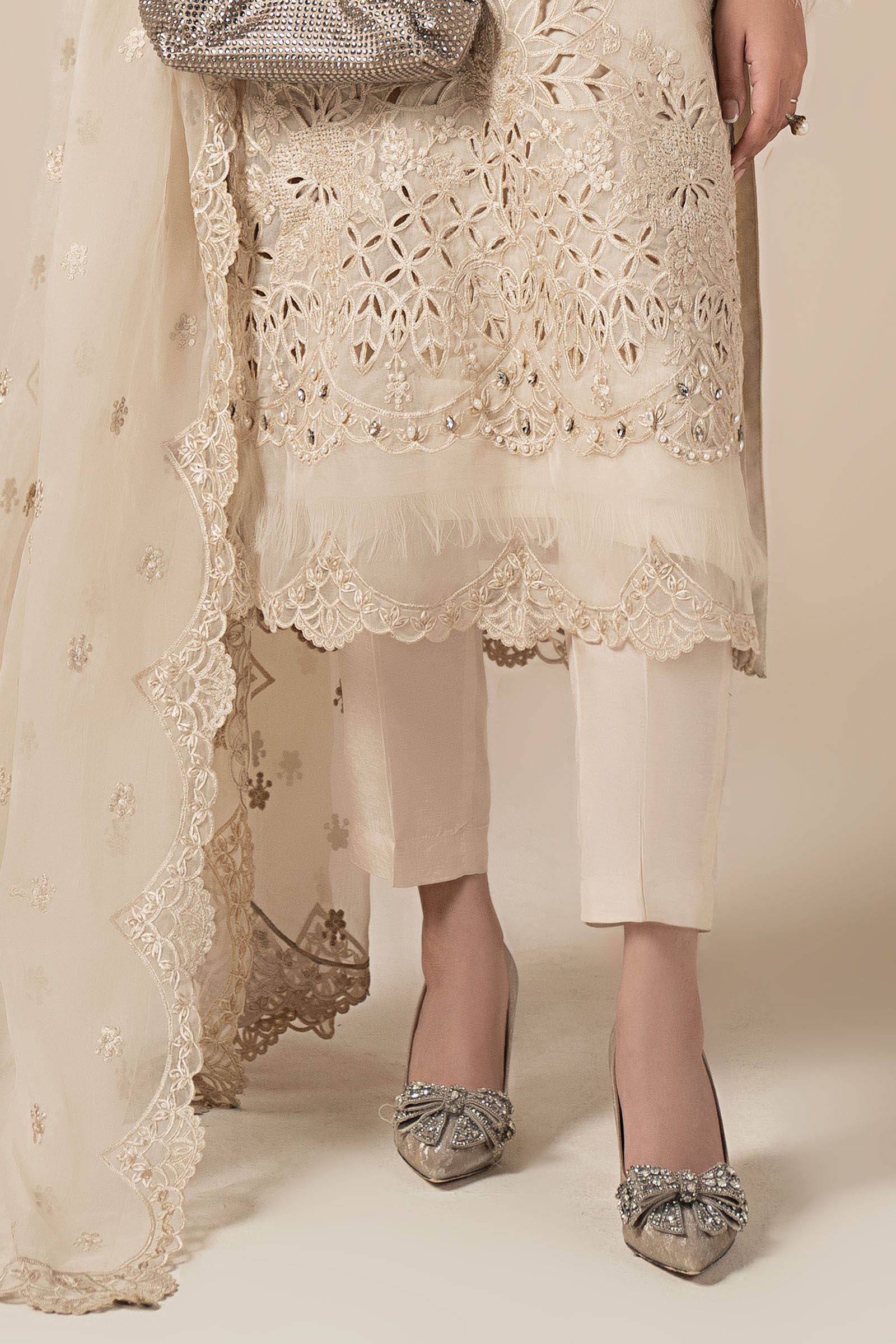 3 Piece Embroidered Organza Suit - Image 5