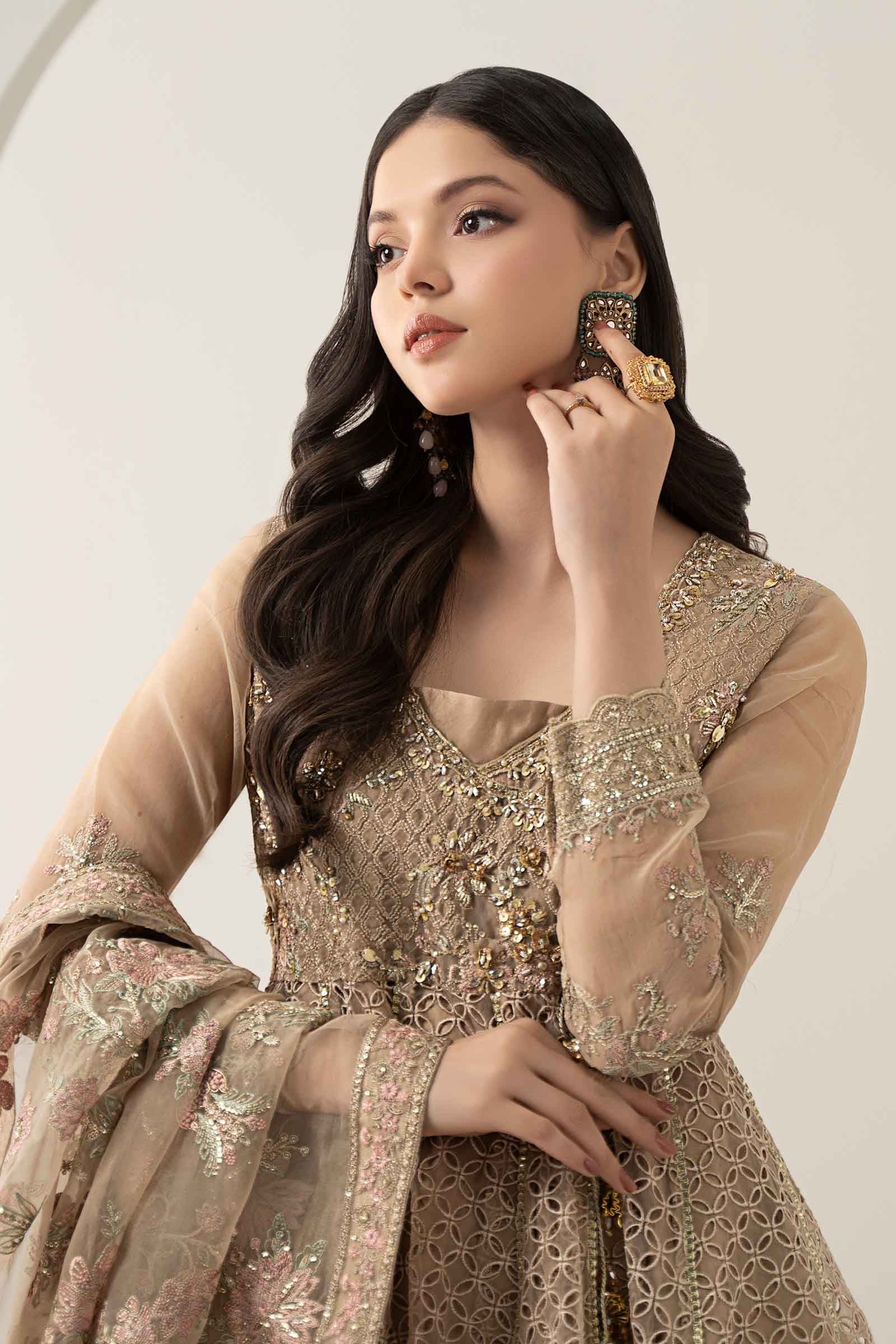 3 Piece Embroidered Organza Suit - Image 3